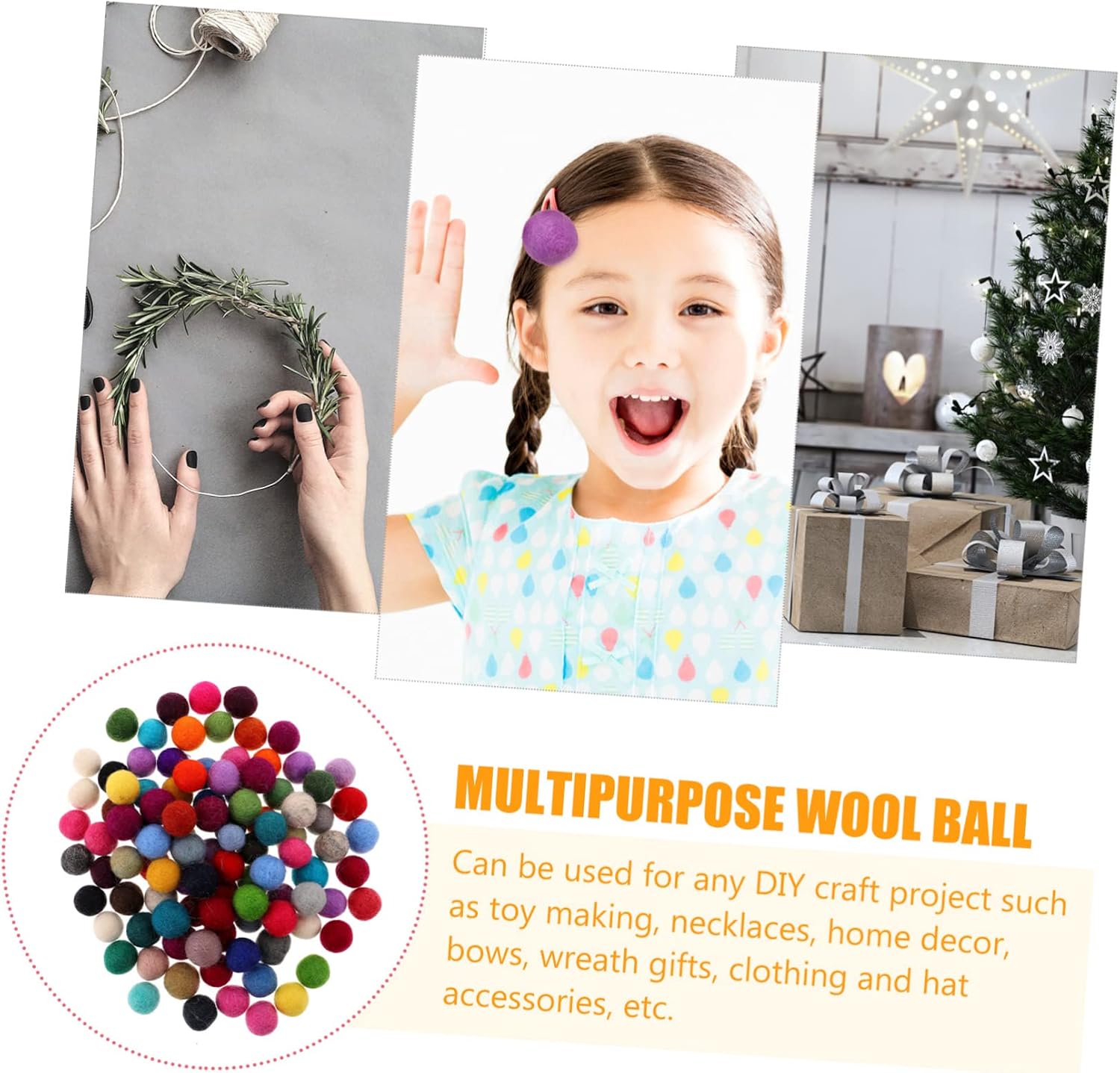 SEWOART 100pcs DIY Wool Felt Balls Handmade Felt Balls for Hair Accessories and Crafts Durable Wool Pom Poms for Decorations and DIY Projects