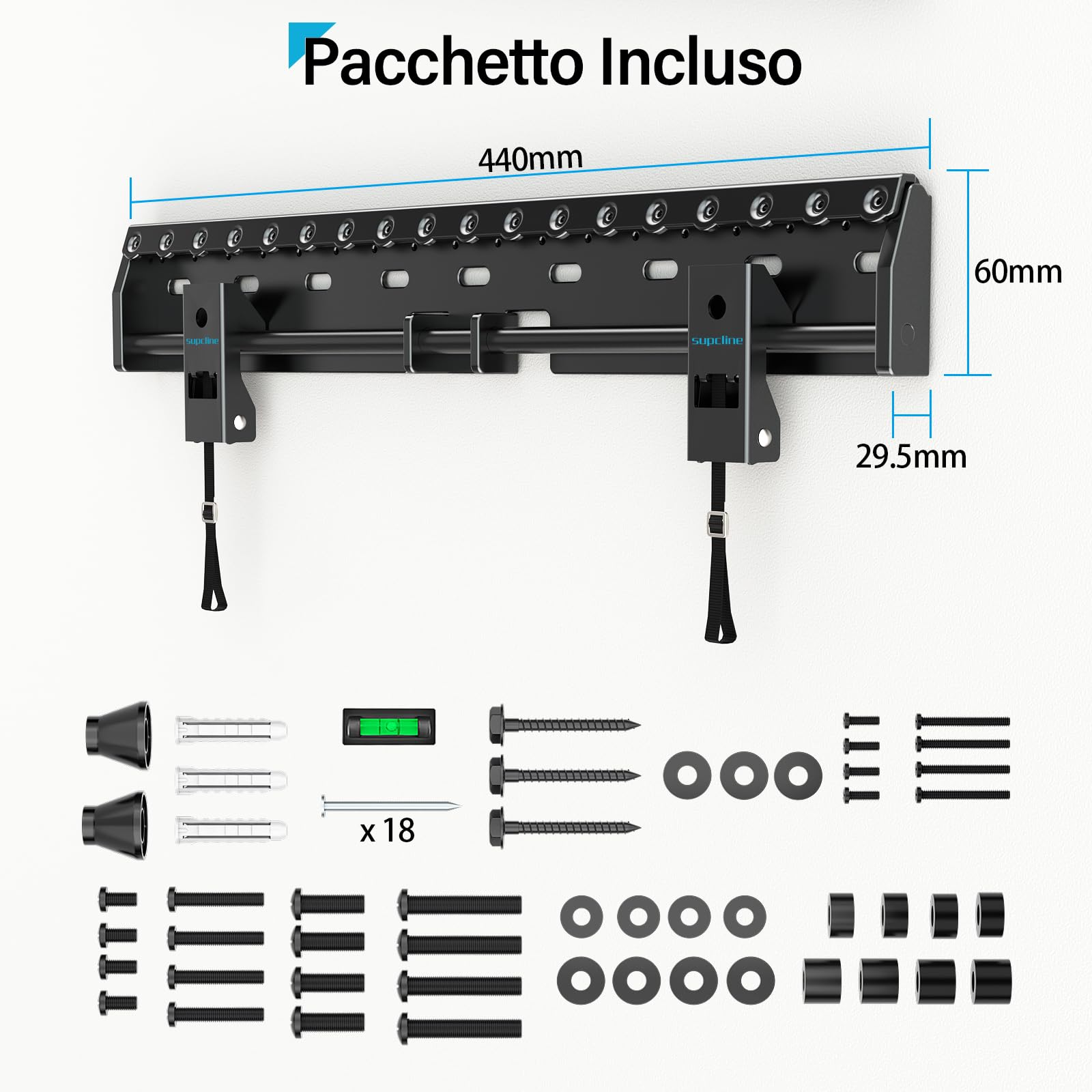 Supcline Supporto TV Parete da 26-65 Pollici fino a 70KG, Staffa TV Senza Viti Prigioniere con VESA Massimo 400x400mm, Porta TV a Basso Profilo in Cartongesso, Facile Installazione