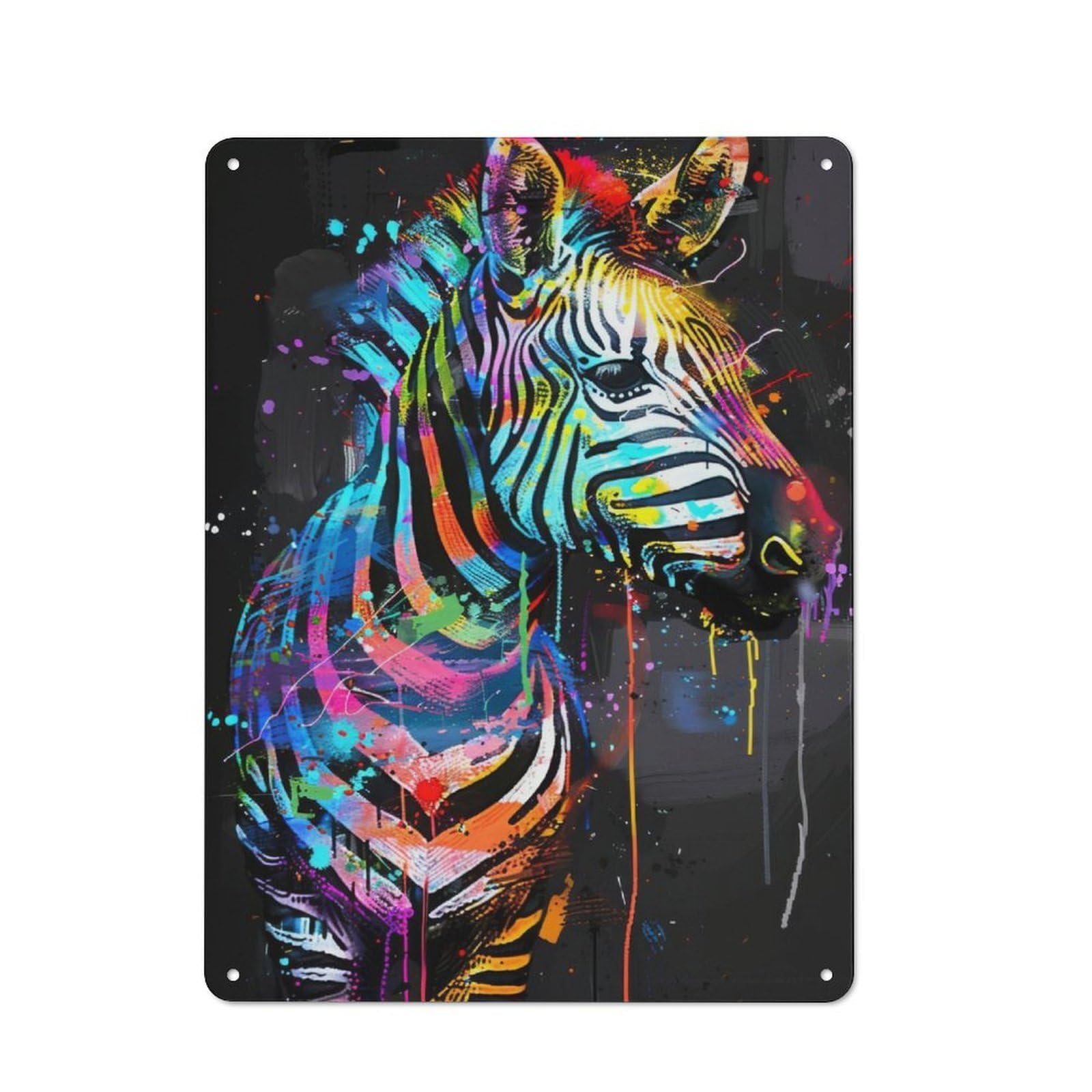 Junmoney Zebra Animal Painting Rustic Tin Sign 40X30cm Featuring For Bar Or Restaurant, A Housewarming Gift For Bar Decor Enthusiasts
