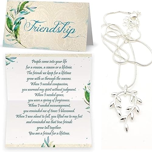 Miniatura 4 de Smiling Wisdom - Amistad - Tarjeta de felicitación y collar de hojas para amigos de por vida de una temporada de razones - Creciendo juntos -