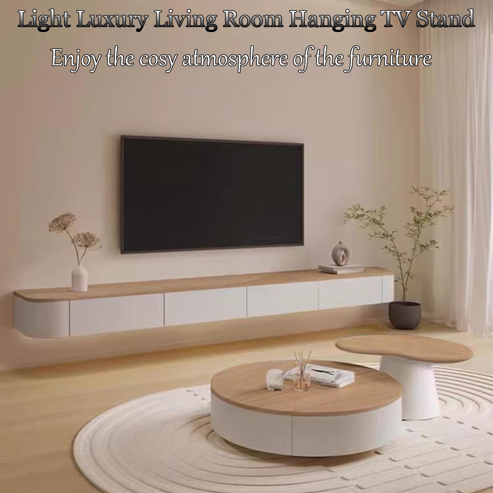 Lekki luksusowy wiszący stojak na telewizor wielofunkcyjny stojak na telewizor do domu salonu Gładko polerowany z dużą ilością miejsca do przechowywania Obsługuje szeroki zakres zastosowań