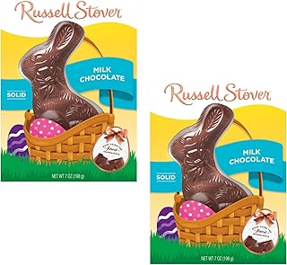 Russell Stover Milk Chocolate Bunnies - Pack of 2 - Solid Milk Chocolate - Perfect for Easter Baskets and For Sharing with Friends and Family - Great Taste