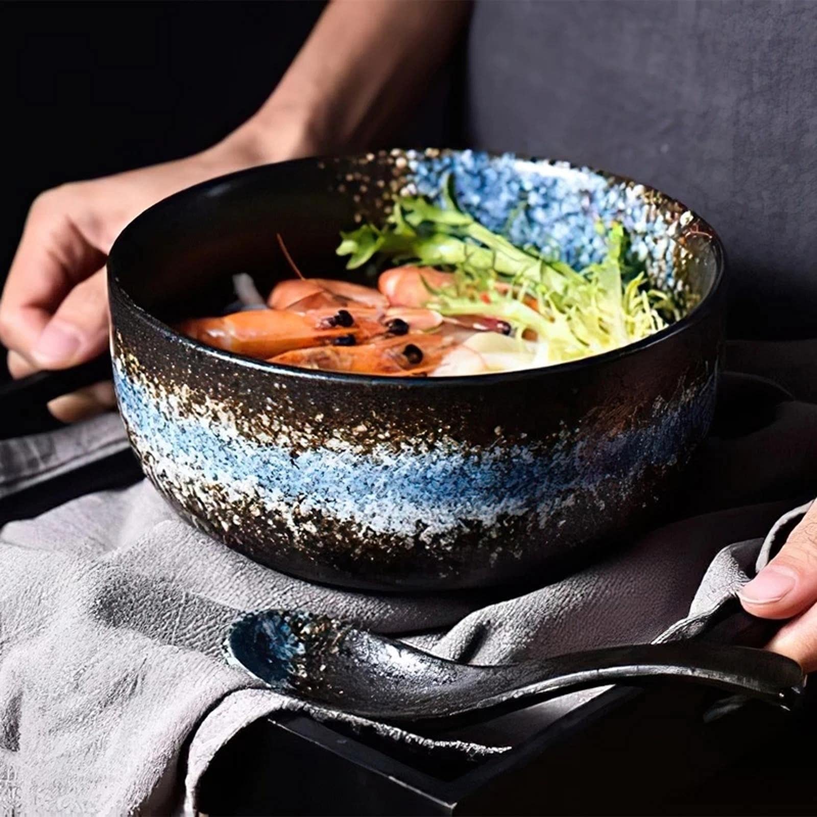 Ciotola per insalata Insalatiera Bone Bone Cina Bowl Bowl Forniture Forniture di riso Zuppa di riso Servizio Dinner Retro Round Ceramica Stoviglie Ristorante Ristorante Cucina for uso domestico Fornit