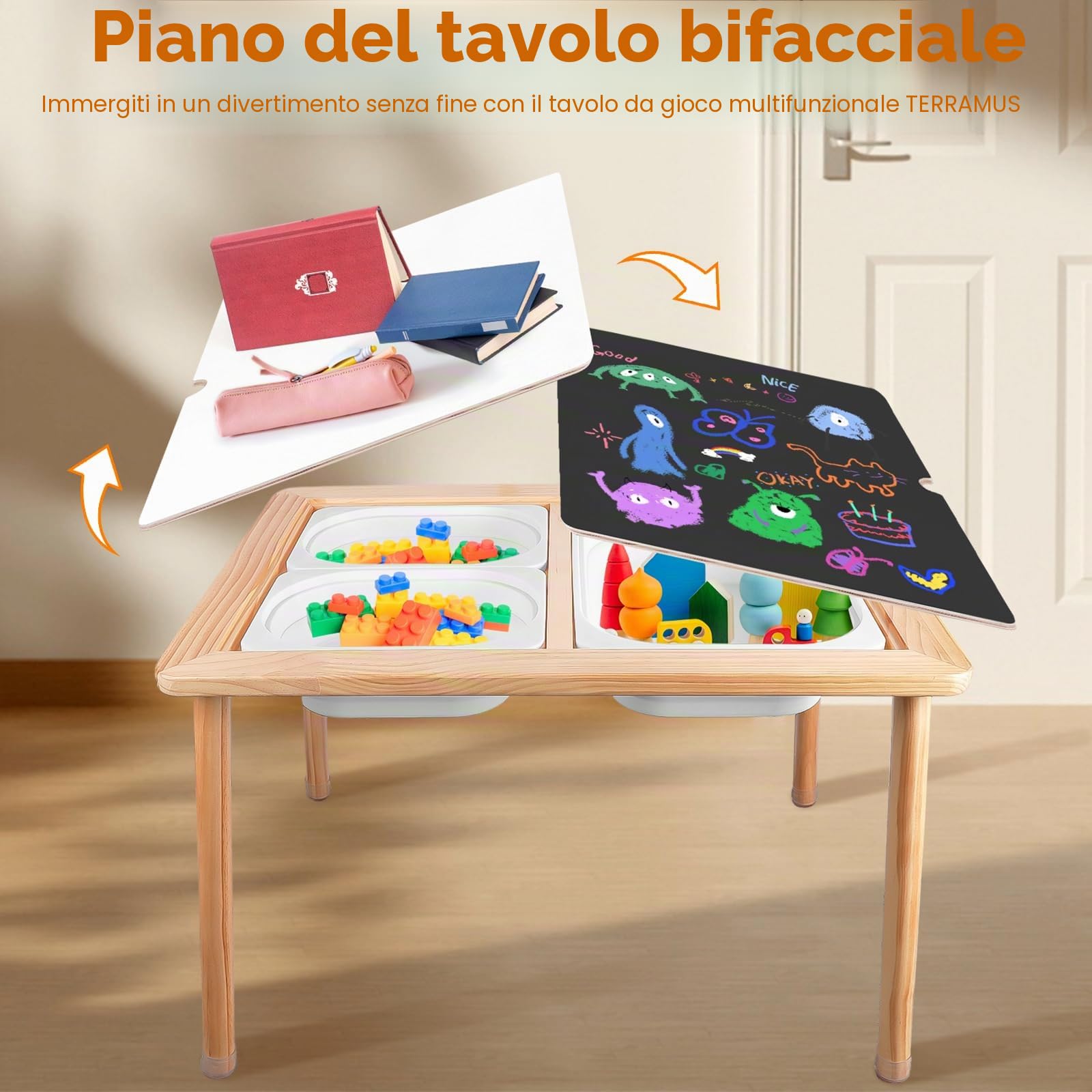 Terramus Tavolo sensoriale per bambino, tavolo da gioco d'acqua e attività dai 3 anni in su