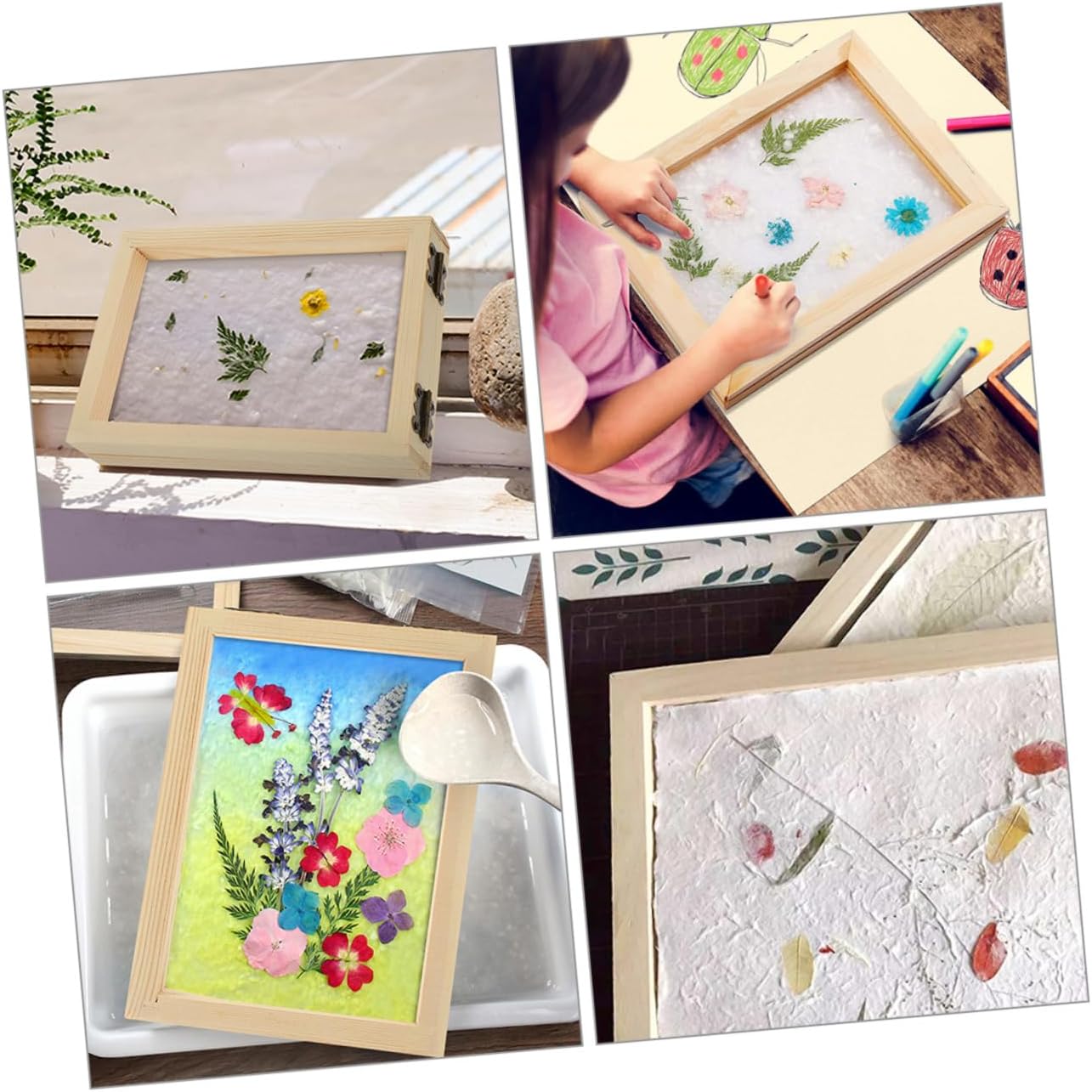 VILLFUL 2pcs Handmade Paper Making Frame Paper Making Molds for Crafting Journals and Educational Projects