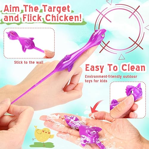 Miniatura 2 de Poen 400 piezas de juguete de catapulta de pollo volador, juguete de pollo volador, tirachinas de pollo, divertido y elástico, juguete de pollo para