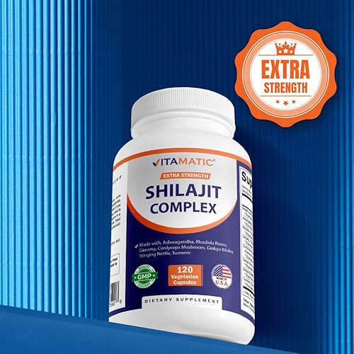 Miniatura 6 de Vitamatic Shilajit Complex Capsules, hechas con Ashwagandha, Rhodiola, Ginseng, Cordyceps, Ginkgo, ortiga, cúrcuma  120 cápsulas vegetales  Extracto