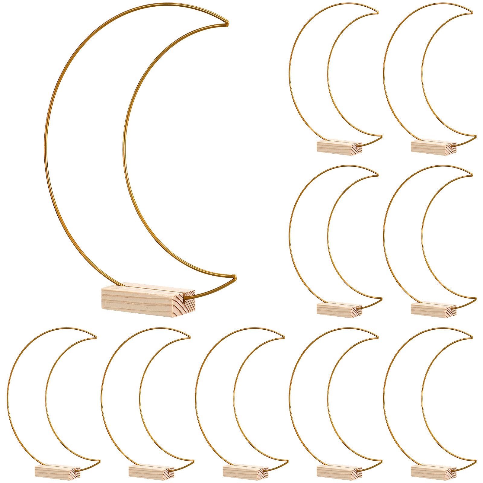 LIFKOME Set da 10 Cerchi per Ghirlande Fai da Te in Metallo Dorato con Base in Legno, Corona Floreale Robusta da 25 Cm per Centrotavola Matrimonio e Decorazioni per Feste