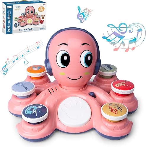 Juguetes musicales para bebés, juguetes de aprendizaje para niños pequeños, juguetes musicales de pulpo, juguetes educativos musicales para niños en