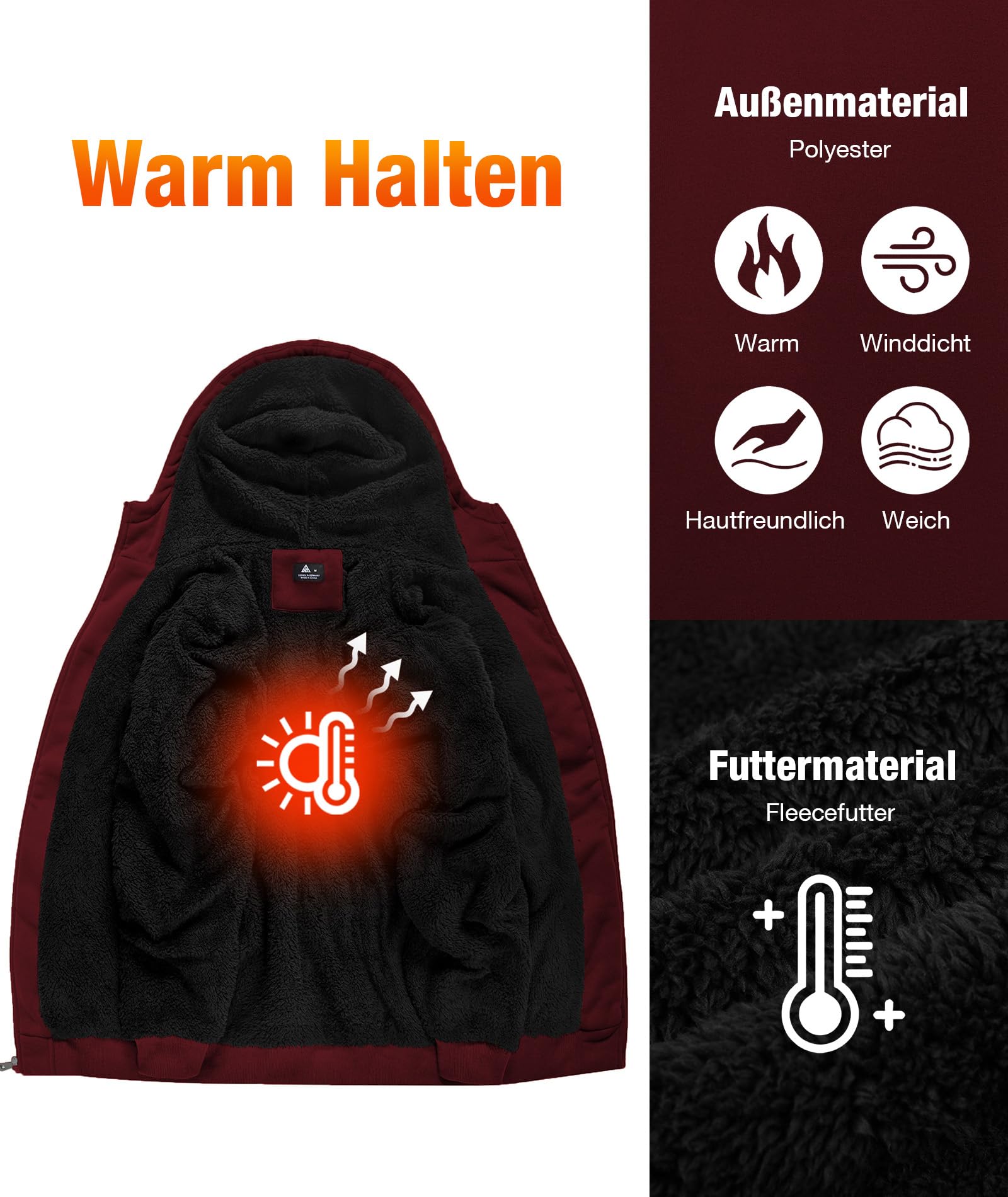 ZITY Sudadera Hombre Invierno con Capucha y Cremallera Chaqueta Polar
