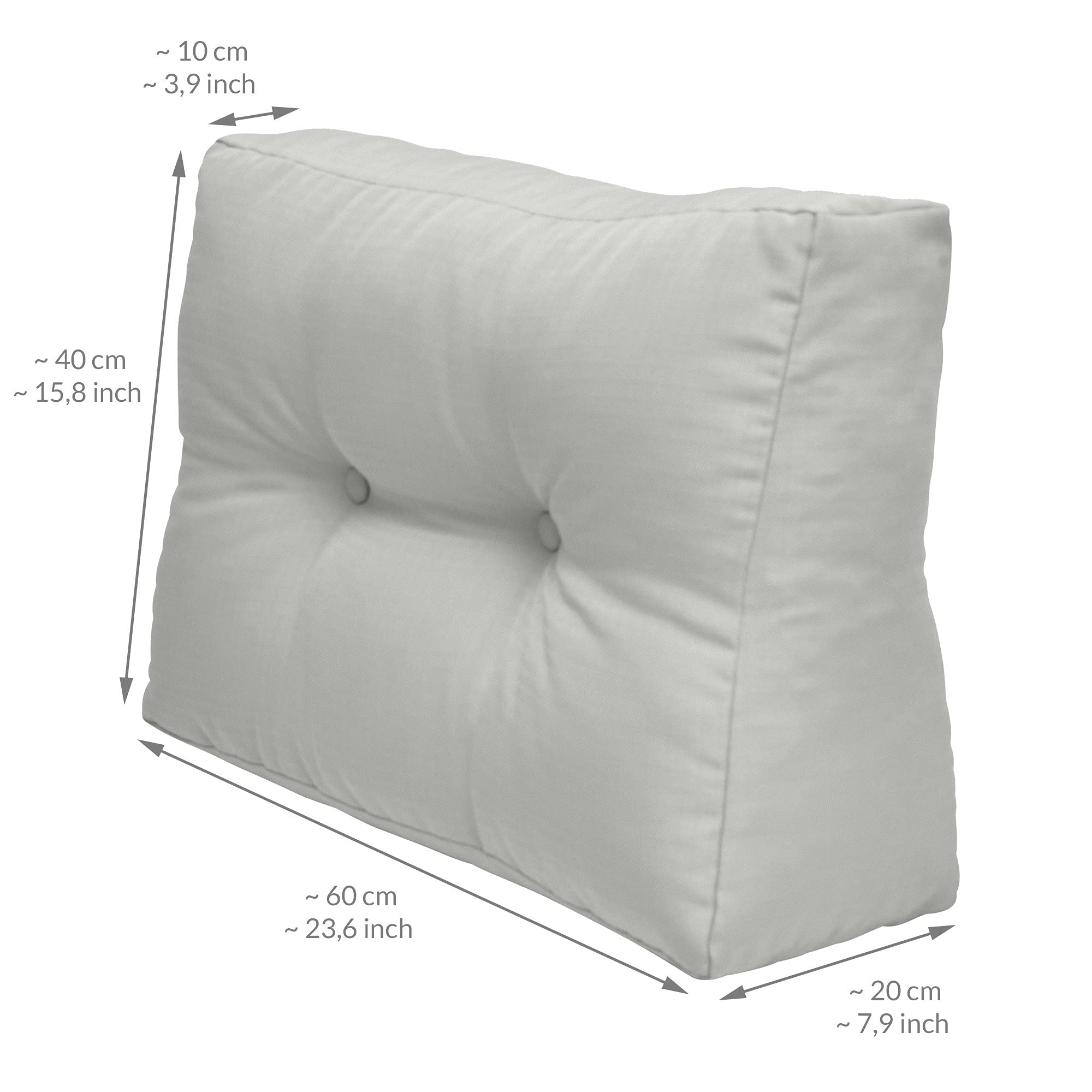 Beautissu Palettenkissen Outdoor Seitenkissen 60 x 40 cm – Auflagen für Paletten Europaletten Palettensofa Palettenmöbel Balkon Palettenpolster Garten Lounge Kissen Outdoor Hellgrau – Elements