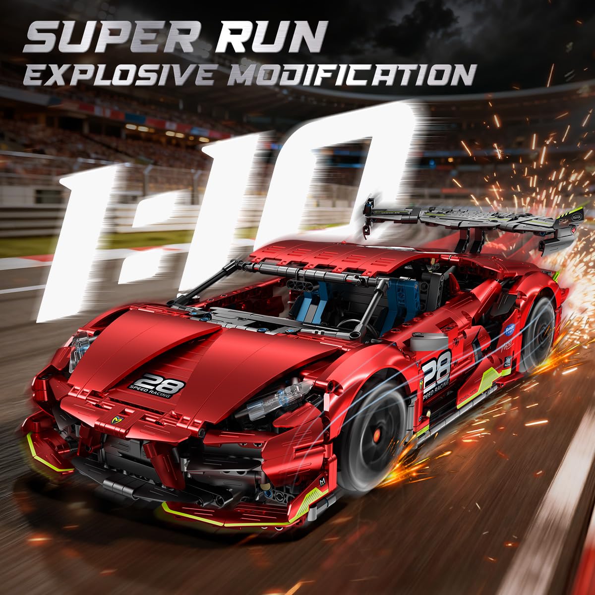 HOGOKIDS Technik Ferngesteuerter Auto Bauspielzeug - 1:10 Skala 2202 Teile Rennauto Bausatz, 2.4 GHz Aufladbarer Drift Racing Car Modellauto für Kinder Jungen Erwachsene Männer Geburtstagsgeschenk