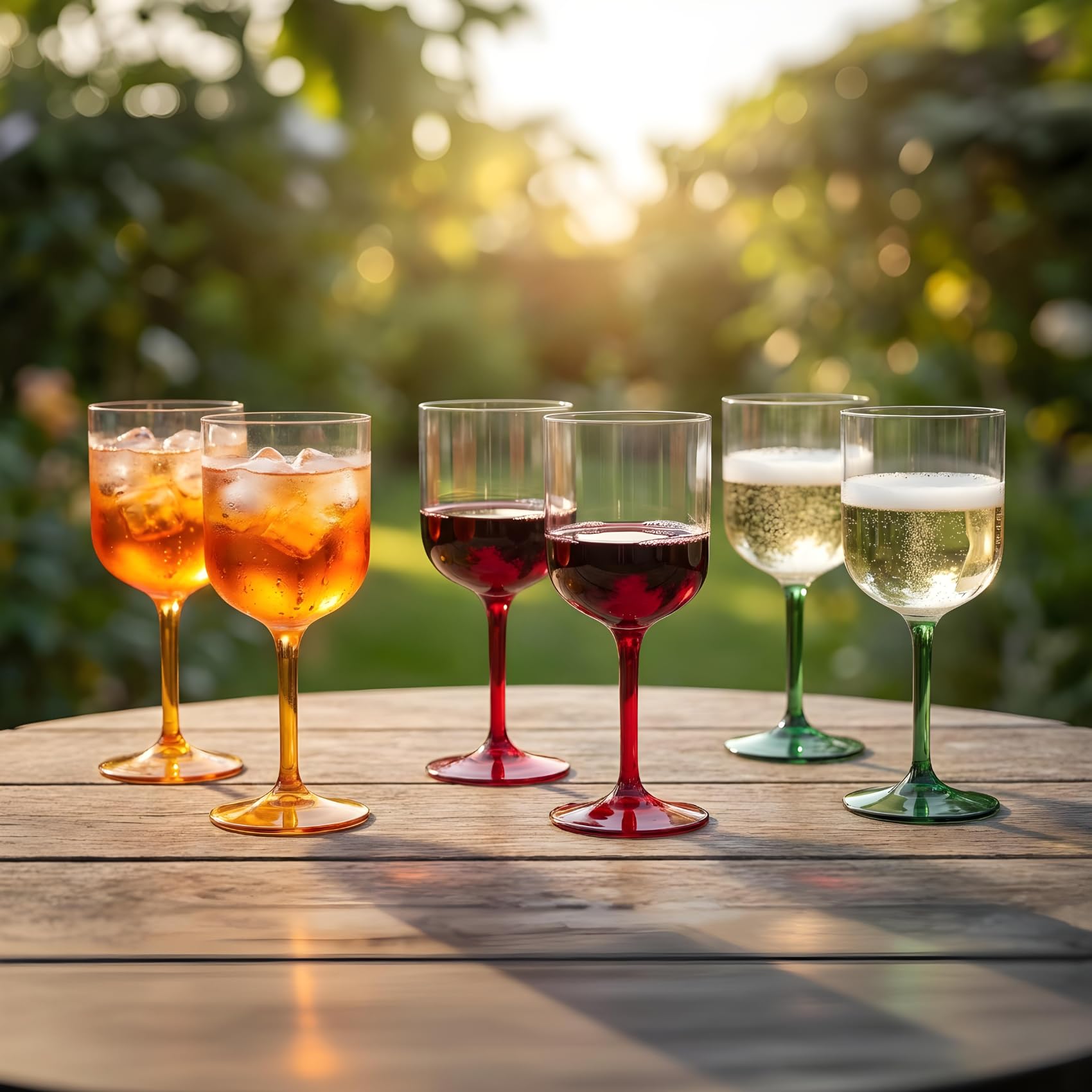 Calici Spritz Aperol in plastica colorati, 6pz, 42cl, lavabili in lavastoviglie, Infrangibile, Aperitivo, Cocktail