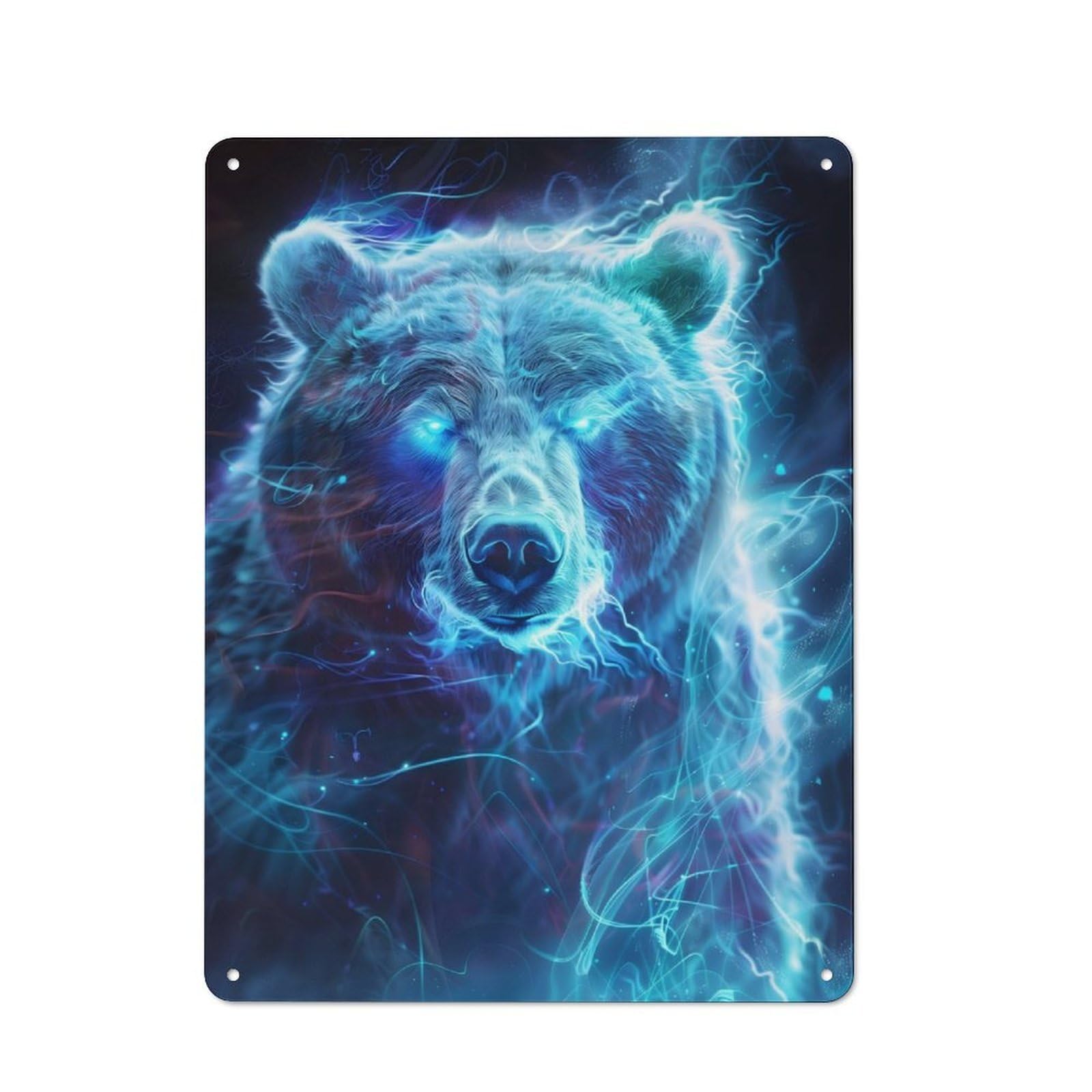Junmoney Neon Spirit Bear Vintage Tin Wall Plaque 40X30cm For Workshop Wall, A Decorative Christmas Gift For Makers And Diy Enthusiasts