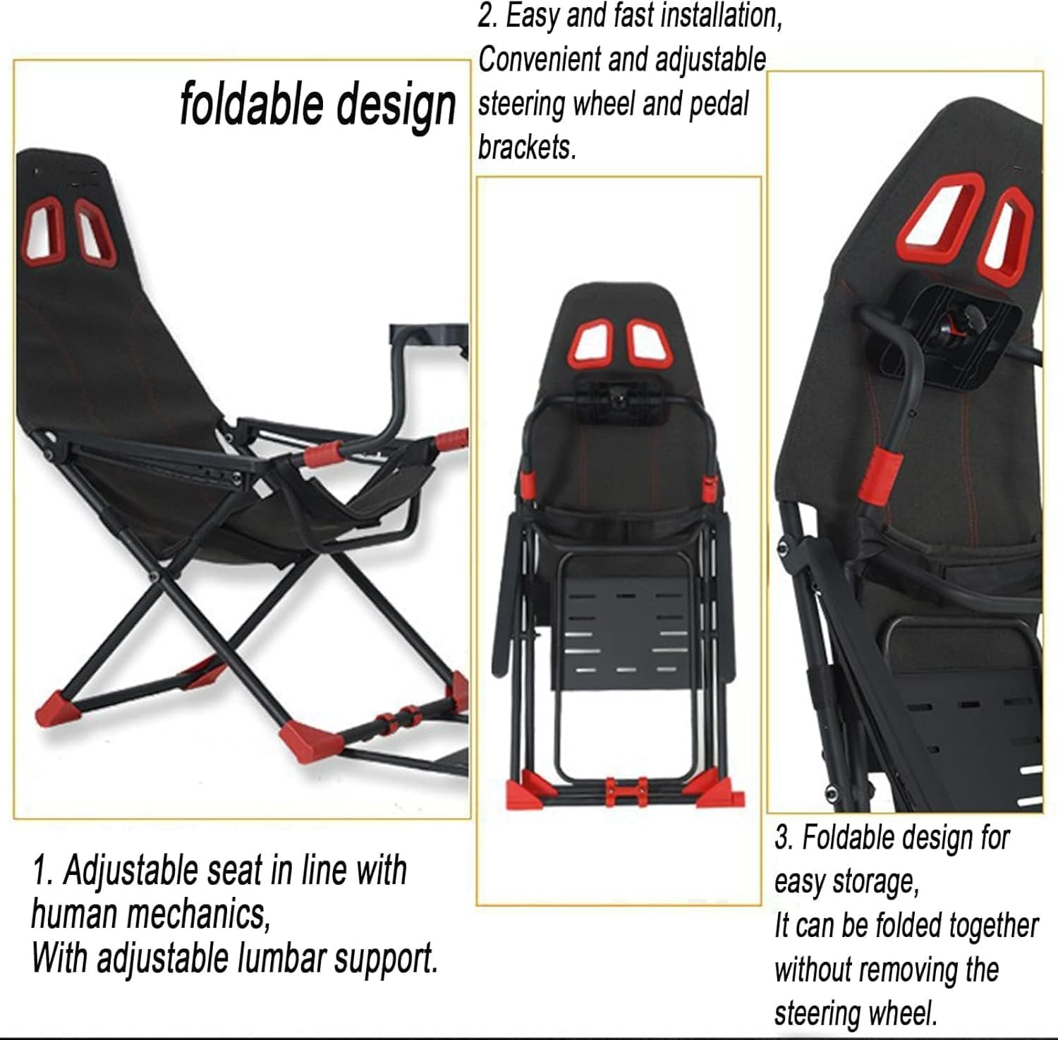 Simulatore di pilotaggio regolabile con sedile ergonomico | Supporto pieghevole per PC e console di gioco