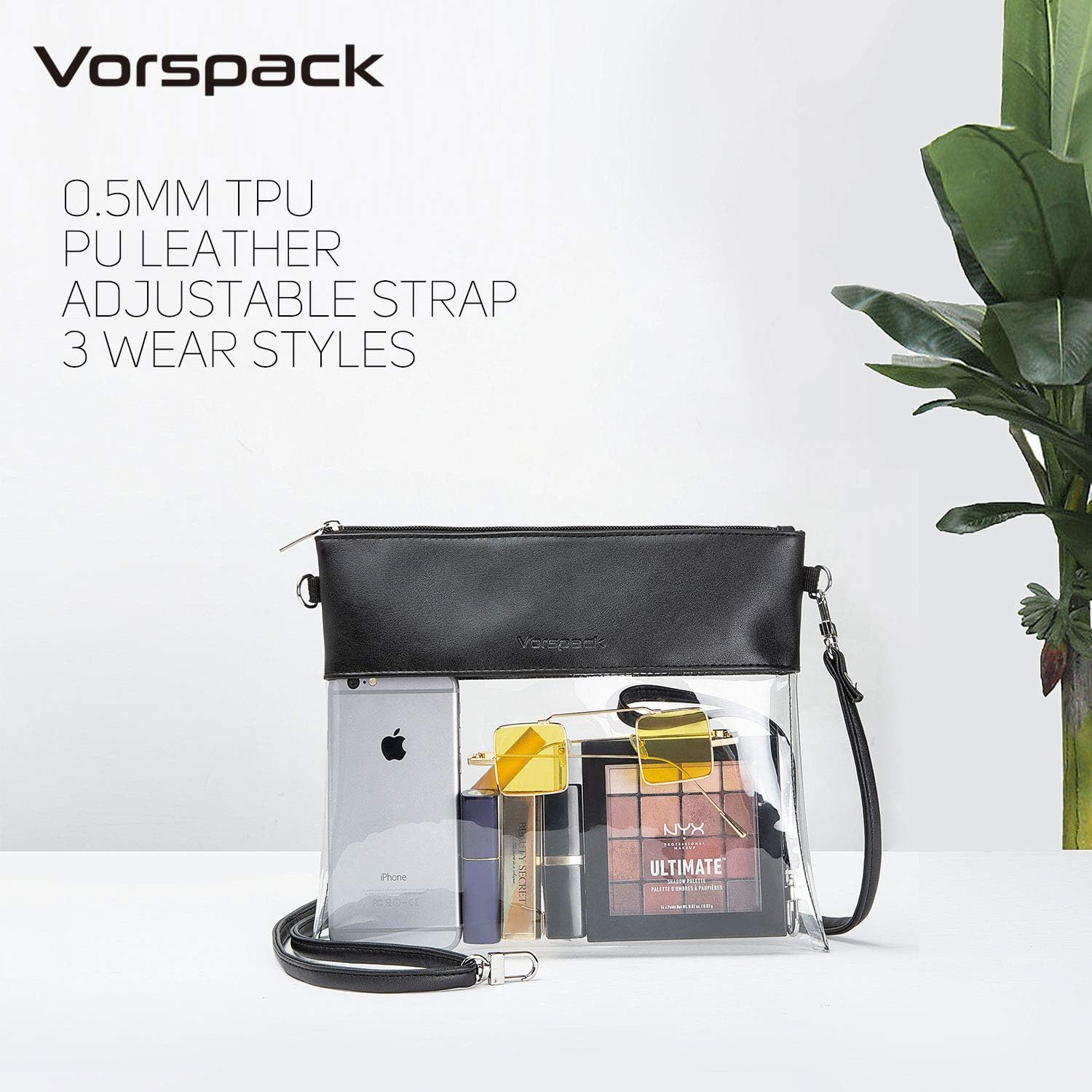 Miniatura 7 de Vorspack Clear Bag Stadium Approved - PU Leather Clear Purse Clear Crossbody bag for Concert Festival
