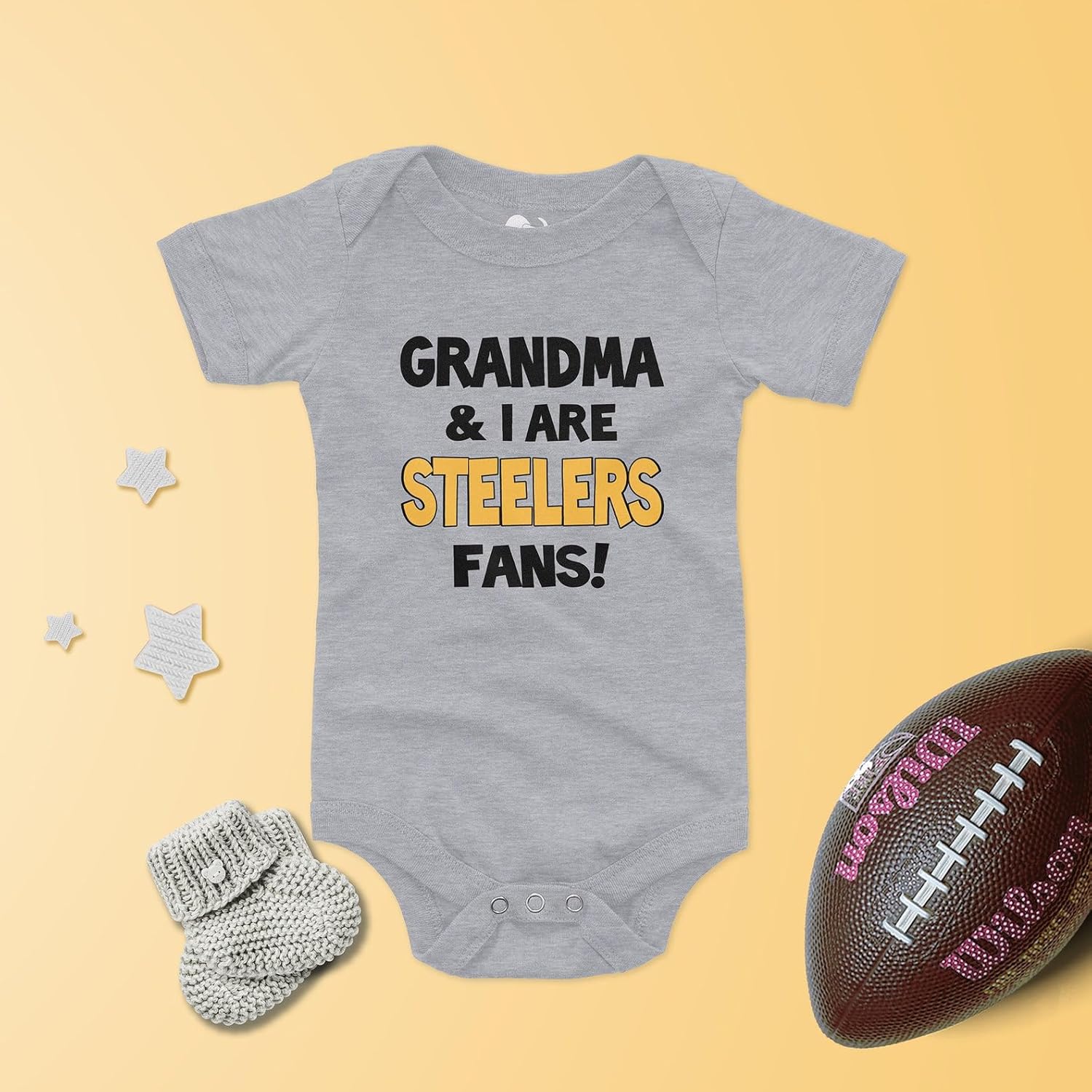 NanyCrafts Baby's Grandma and I are Steelers Fans bodysuit