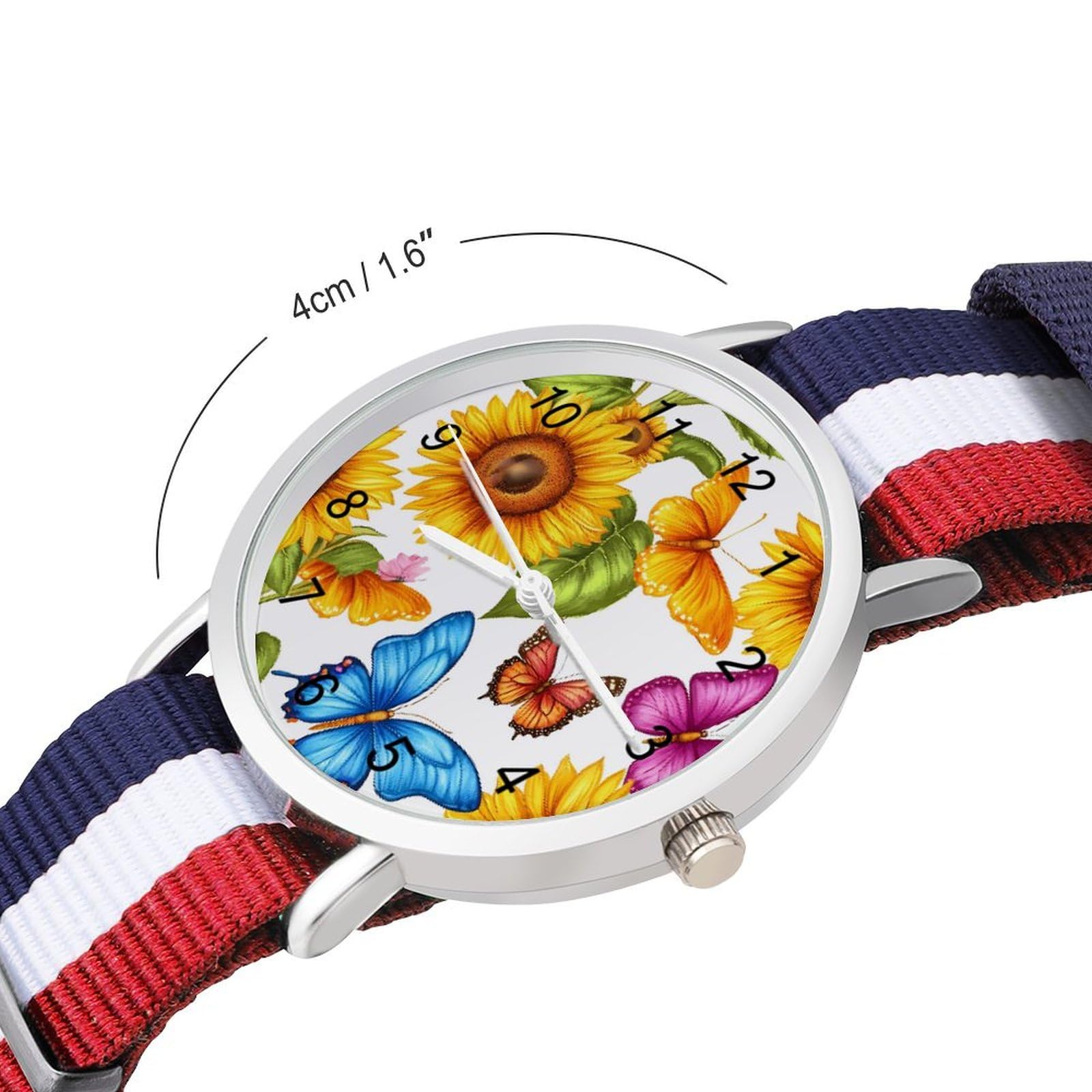 Colorful Butterfly Sunflowers Funny Wrist Watches for Men Women Fashion Graphic Watch for Work Workout