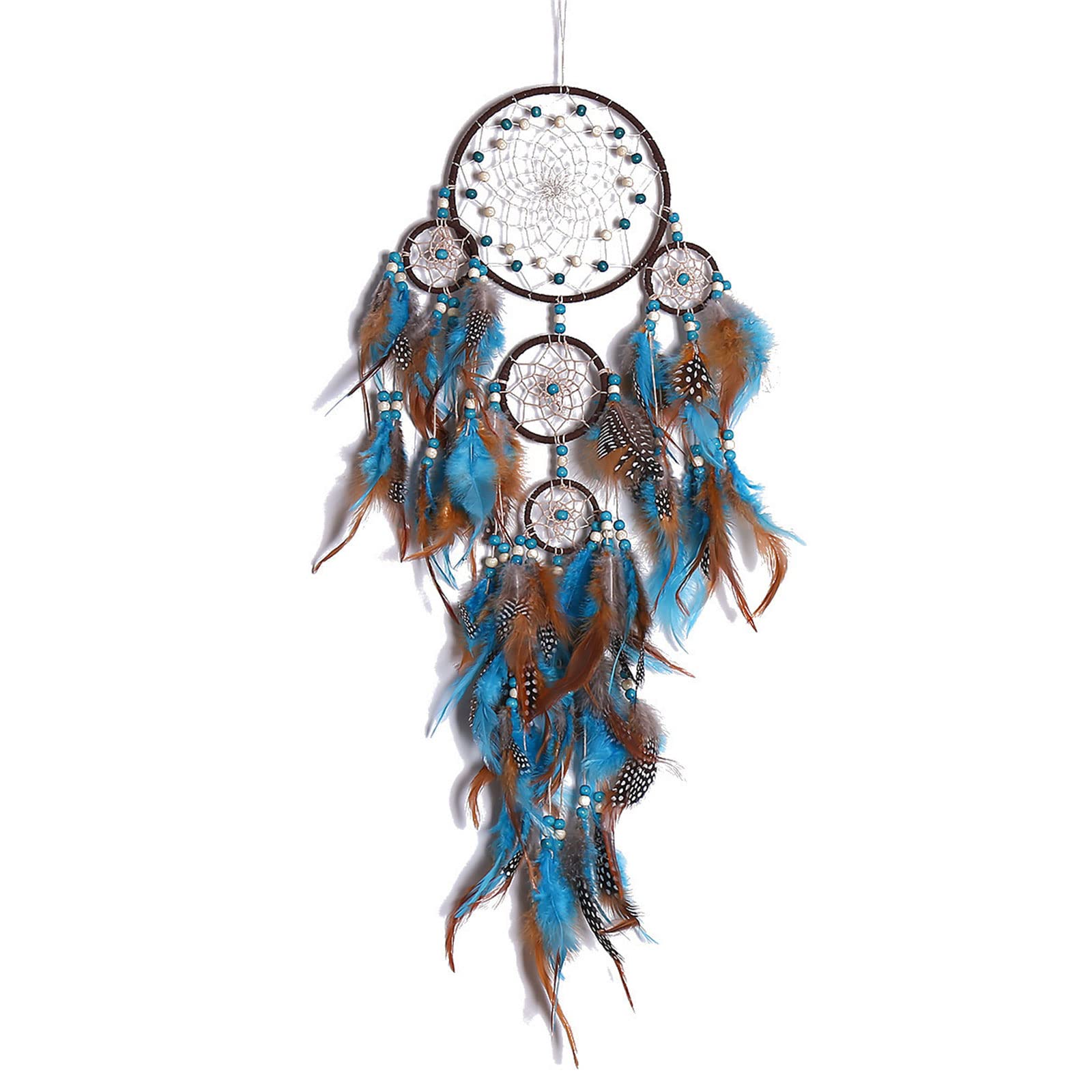 Kalttoy Five-ring Dream Catchers Net Wind-Chimes Wall Decoration Car Home Bedroom Feather Dreamcatchers Ornaments Wind-chimes
