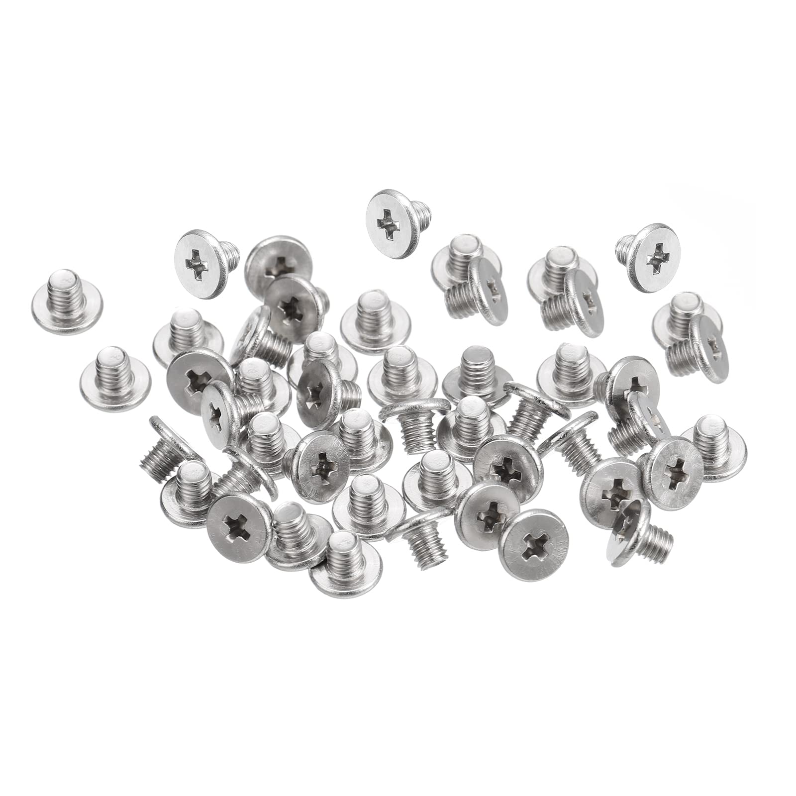 uxcell M3-0.5 x 3mm 50Pcs Flat Round Head Screws 304 Stainless Steel Phillips Drive Machine Screws Hardware Fastener for Furniture Connection