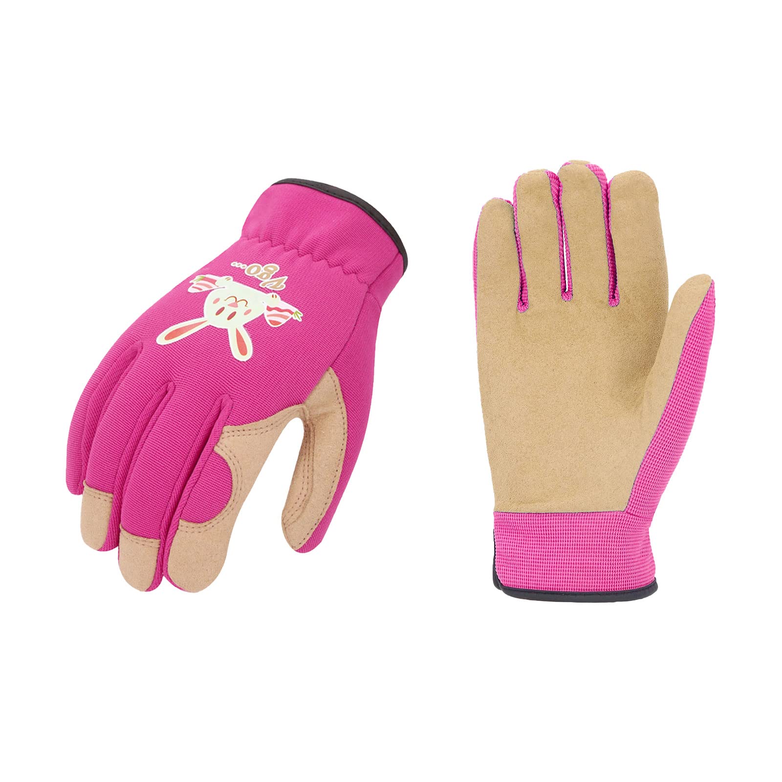 Vgo... 1/2Paare Gartenarbeiterhandschuhe für Kinder im Alter von 3-9 Jahren, Kinderarbeitshandschuhe, weiche Sicherheitshandschuhe für das Spielen im Freien