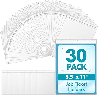 Outus 30 Pcs 8.5" x 11" Job Ticket Holders Page Protectors Waterproof Document Holder Heavy Duty Dry Erase Pocket for Documents, Photos, and Wall Sign Display