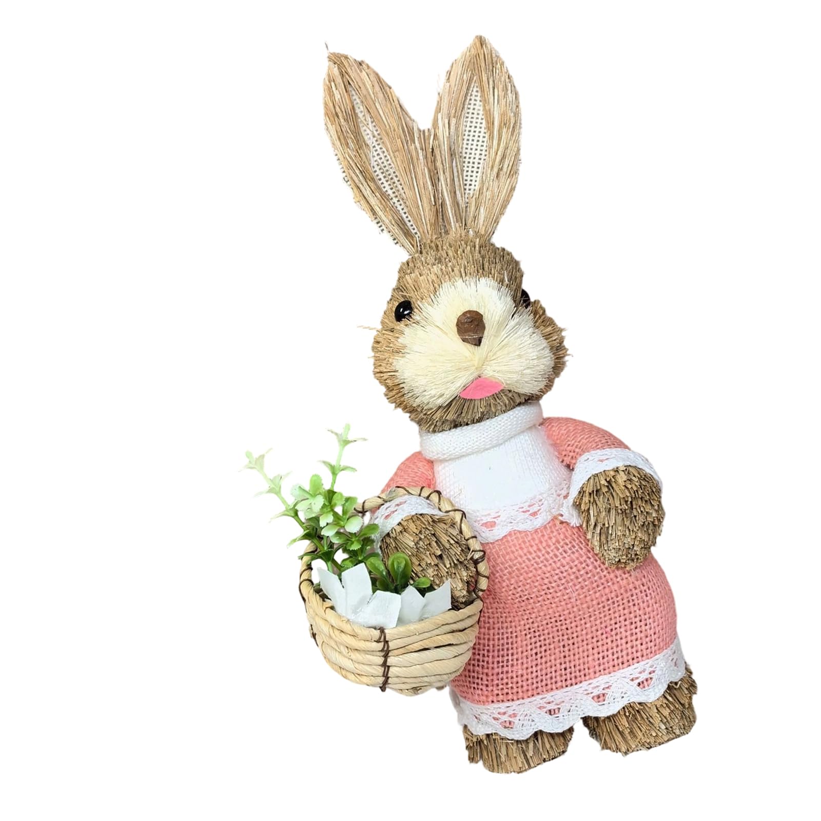 Xjdzineq Rural Braided Easter Hare Statue Ornament Creative Touch for Countrysides Charm Interior Detail 20x10cm Holiday Party Decoration