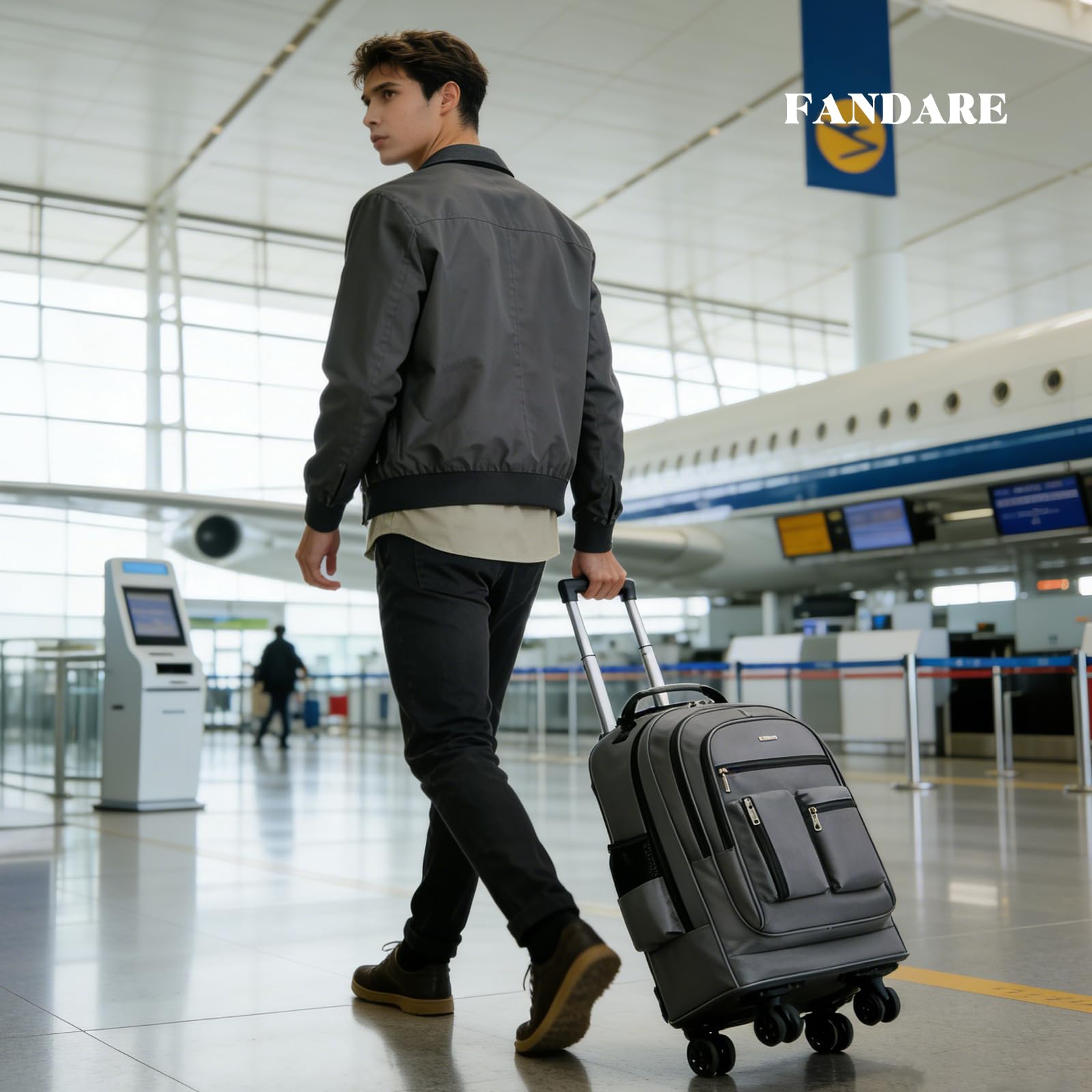 FANDARE 35L Sac à roulettes ordinateur Homme Mallettes Trolley Business pour 15.6 Pouces Laptop Convertible Trolley Daypack Femme 2-en-1 Sacoche Enseignant Rolling Sacs voyage Mallette Valise