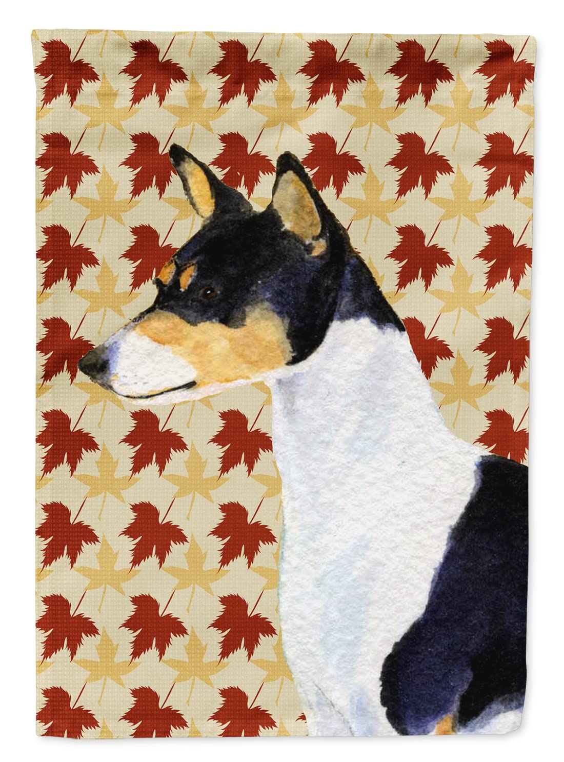 Basenji Fall Leaves Portrait Flag Canvas grand drapeau extérieur multicolore maison