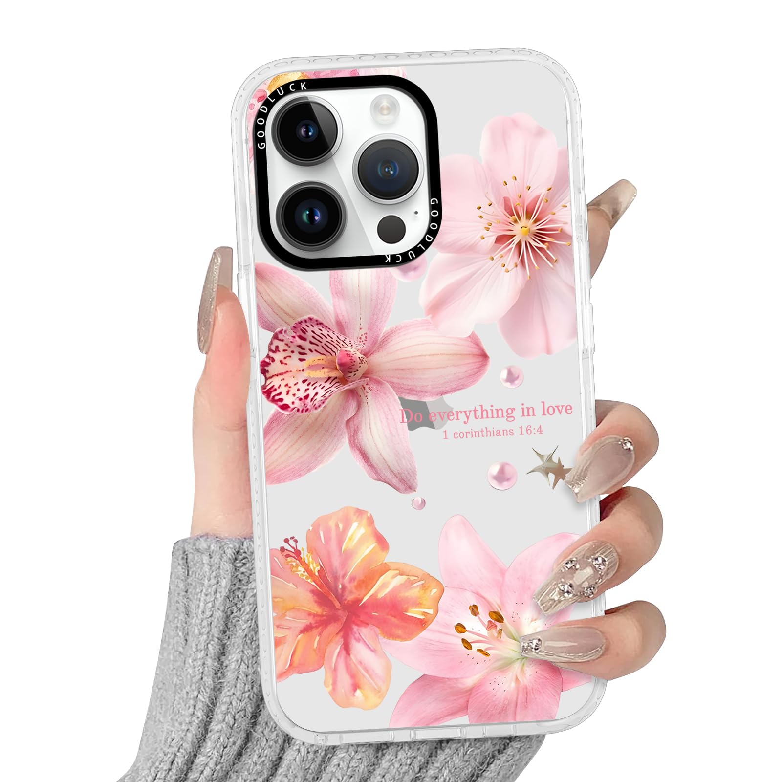 Yoedge Transparente Funda para iPhone 11 Pro, Aesthetic Flore Hibiscus Flower Motive Verano Dibujos Carcasa para Mujer, Silicona Parte Trasera de PC Case para iPhone 11 Pro 5,8" Cover, Lirios