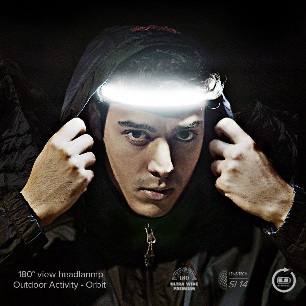 Linterna Frontal LED 1000 Lumen Recargables y gran angular 180 grados (Orbit Armada)
