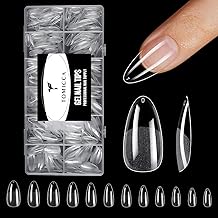 TOMICCA Medium Almond Nail Tips, 240Pcs Half Matte Clear Soft Gel Almond Shaped Nails Tip, Full Cover Acrylic Fake Nails for French Nail Extensions DIY Nail Art, 15 Sizes