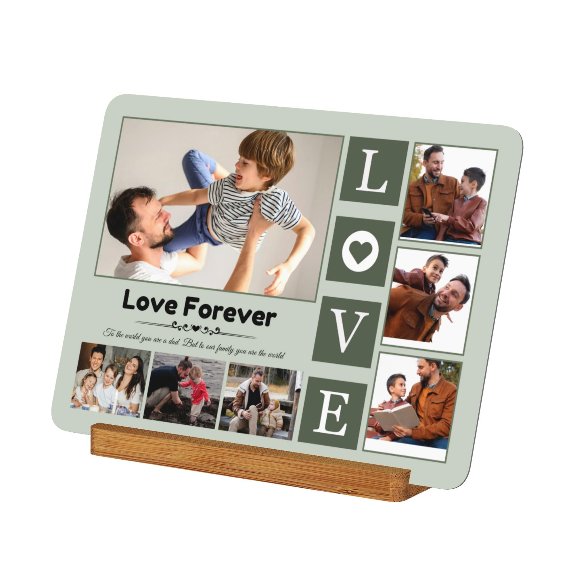 Personalised Metal Photo Prints 7x5 / 8x6 Inch, Design Your Own Picture Frame with Text Words, Customised Green Metal Photo Frame Gifts for Mum Dad Family Friends Lovers on Birthday Christmas Wedding