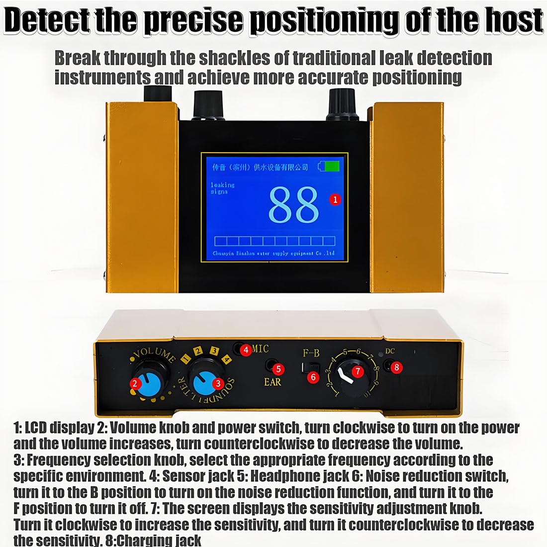 Detector Profesional De Fugas De Agua Subterráneas, Monitor De Fugas En Tuberías De Agua, Sensor Geofónico para Fugas De Agua, Detección 2 M para Tuberías Y Calefacción por Suelo Radiante