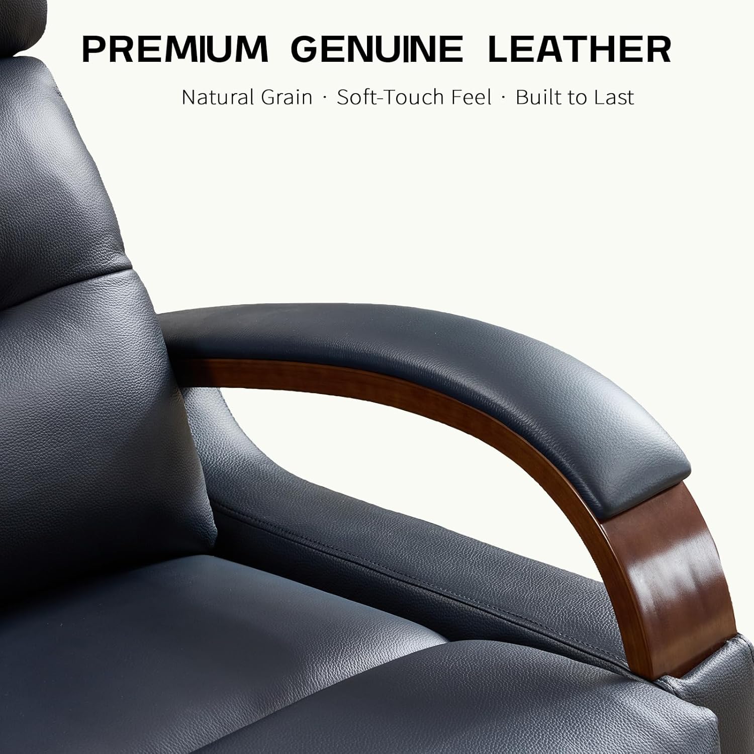 AEDI Genuine Leather Triple-Motor Zero Gravity Power Recliner Chair,Adjustable Headrest & Lumbar Support, USB & Type-C Charging,Navy