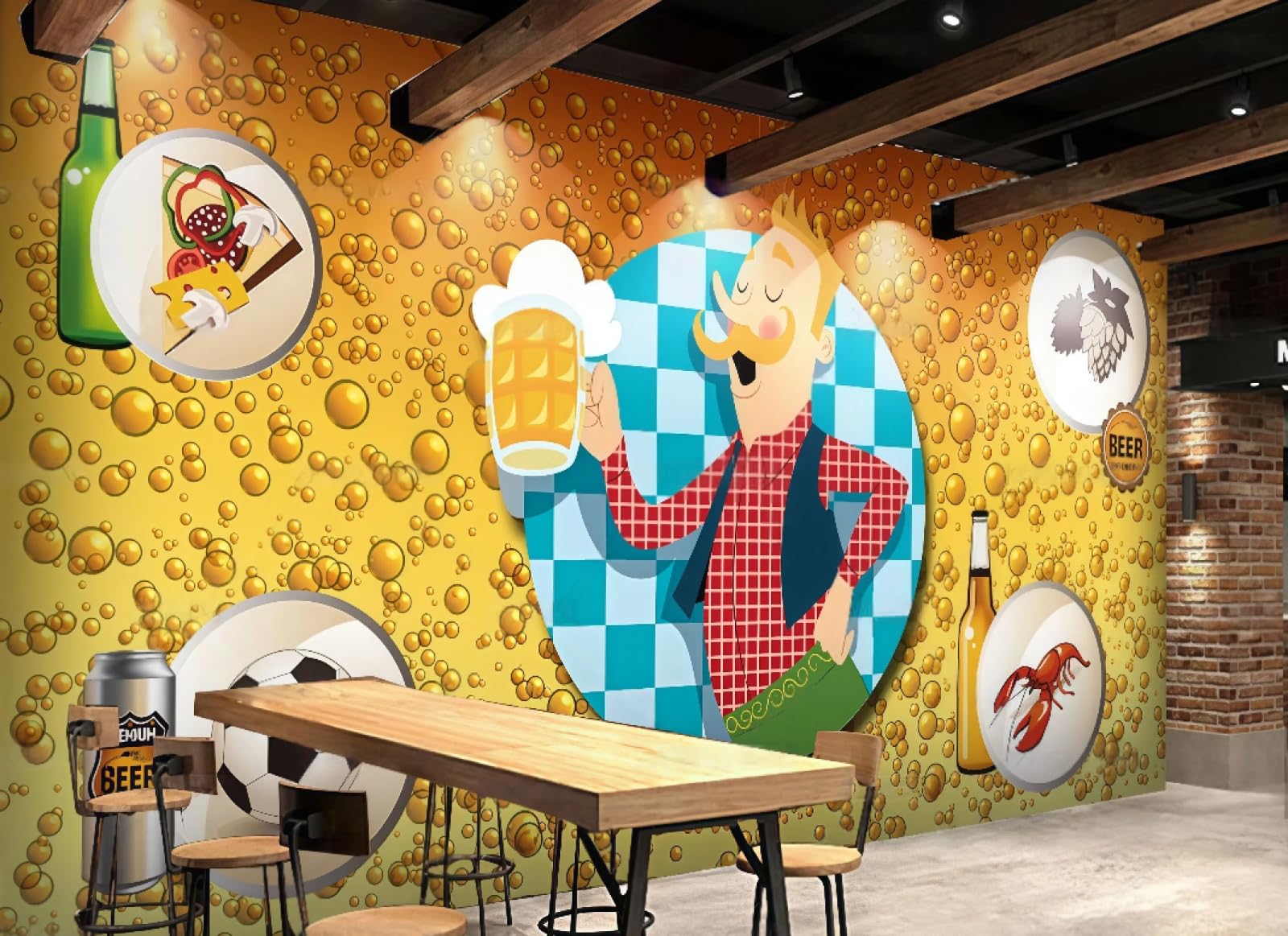 Papier Peint Restaurant Occidental Solution Déco Murale 3D pour Murs Abîmés 350x245