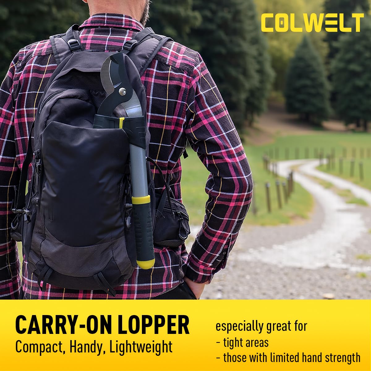 Colwelt Gartenscheren-Set, 3-teilig: Leichtes, kompaktes Gartenscheren-Set mit 42 cm langem Bypass-Astschneider, Heckenschere und Gartenschere. Pflege-Set für Bäume und Sträucher mit Softgriff.