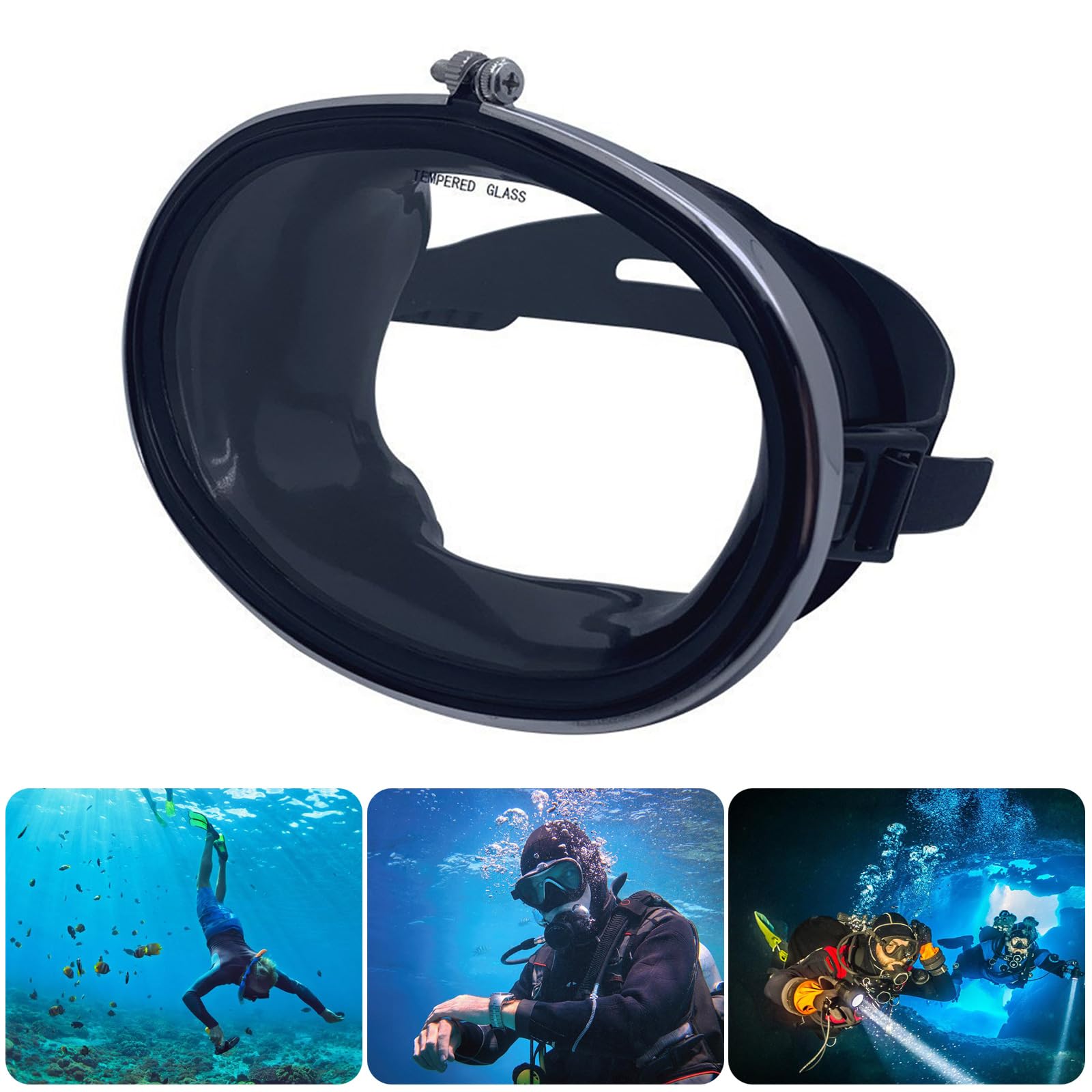 Widely View Freediving Toughened Glass Lens Swimming Snorkeling Ovals Shape Clear Panoramic Goggle Enduring
