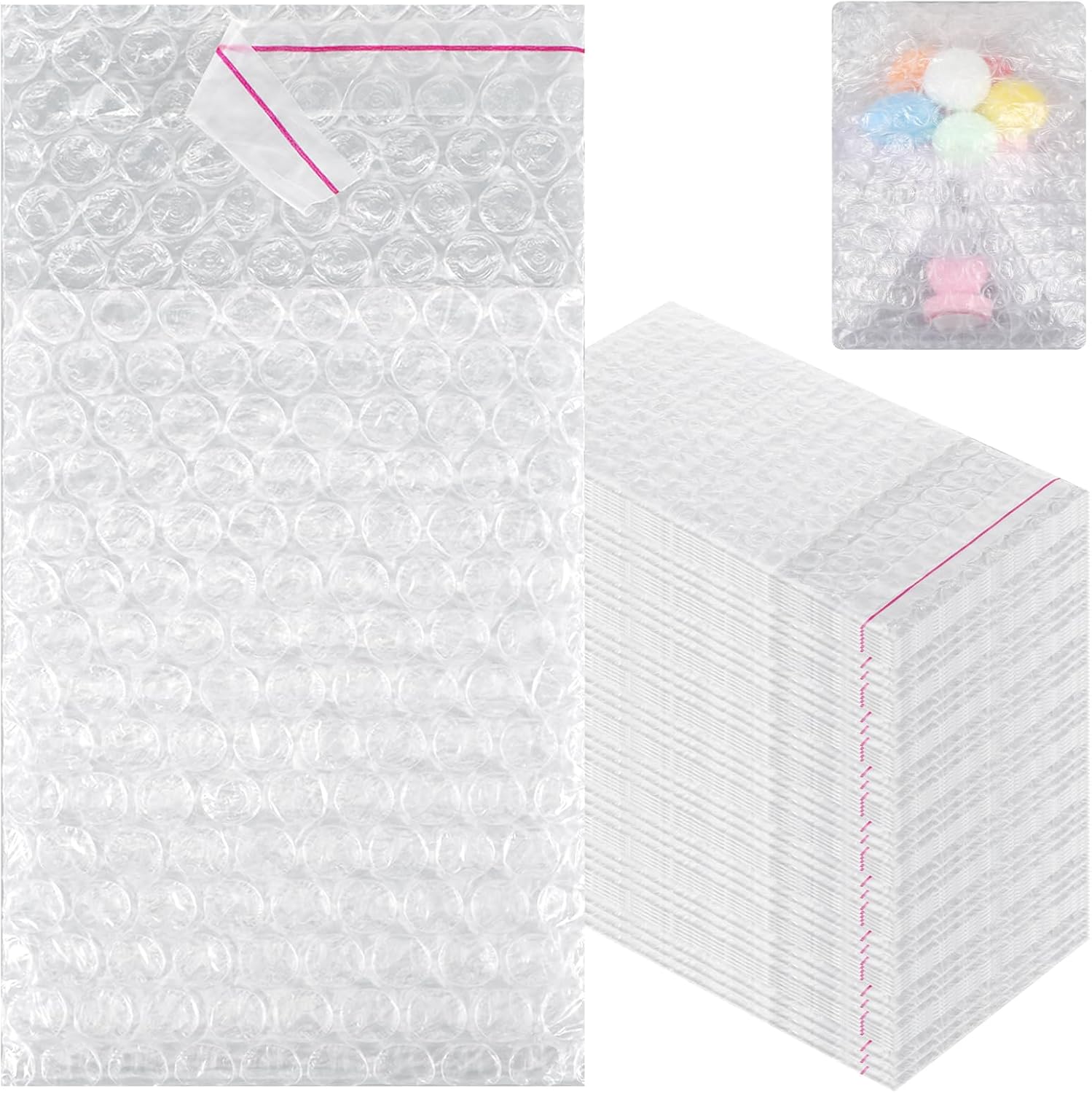 Bubble Pouch Wrap Bags, 200 Pcs 4"x6" Clear Bubble Out Bags Bulk Double Wall Bubbles Cushion Wrap Thickening Protective Bag for Shipping Packing Storage Moving