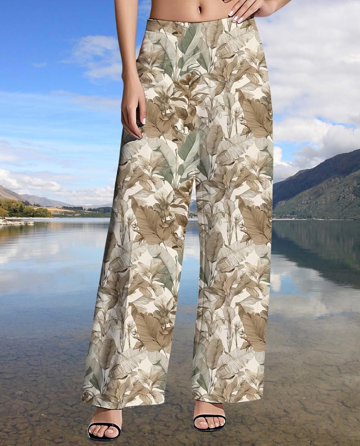 Women's Palazzo Lounge Pants Casual Wide Leg Pants High Waist Flowy Toursers with Pockets 13-qhy629 XX-Large image 5 of 6 B0GKH5ZS1S