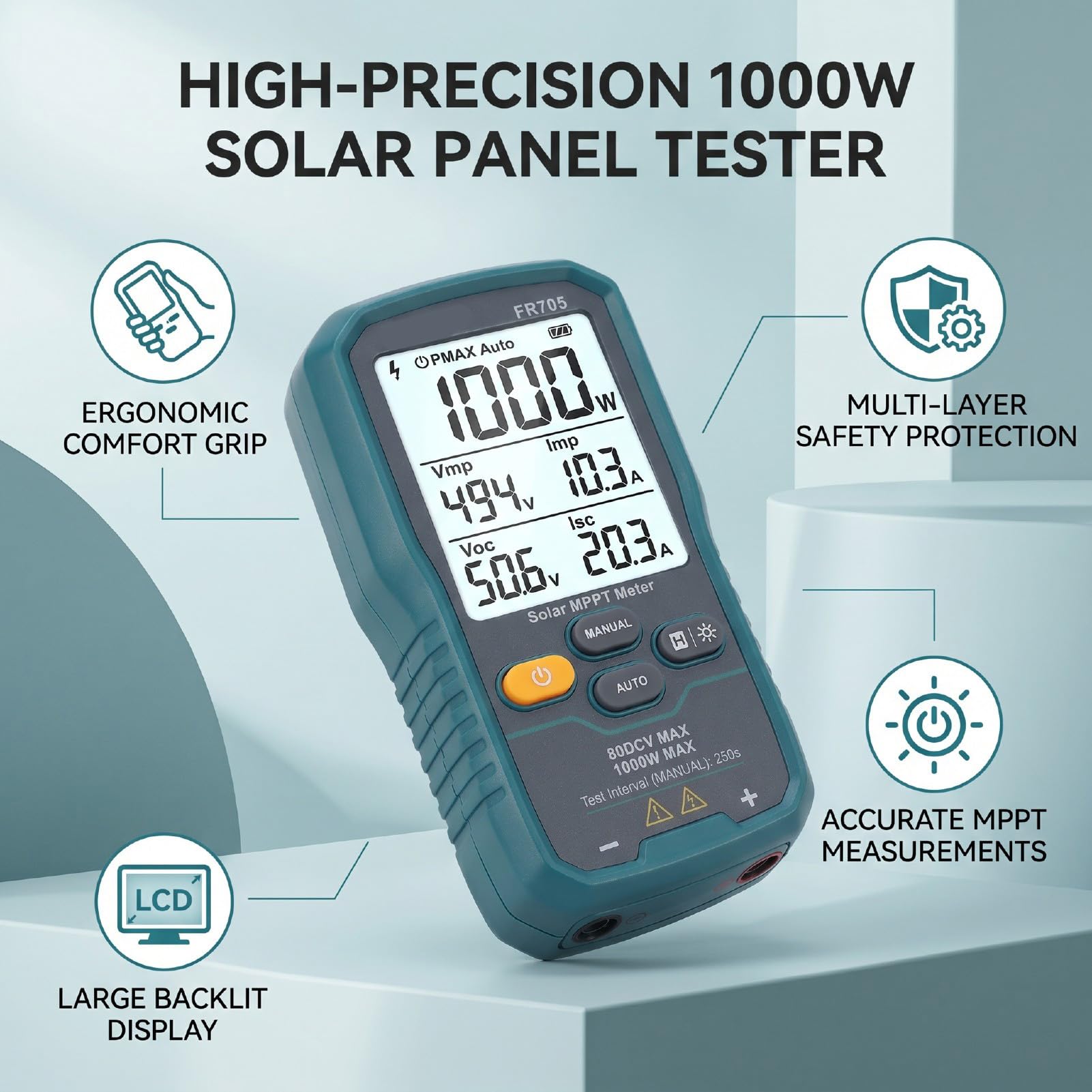 YWBL-WH Solar MPPT Miernik Mocy, Pomiar 1000W