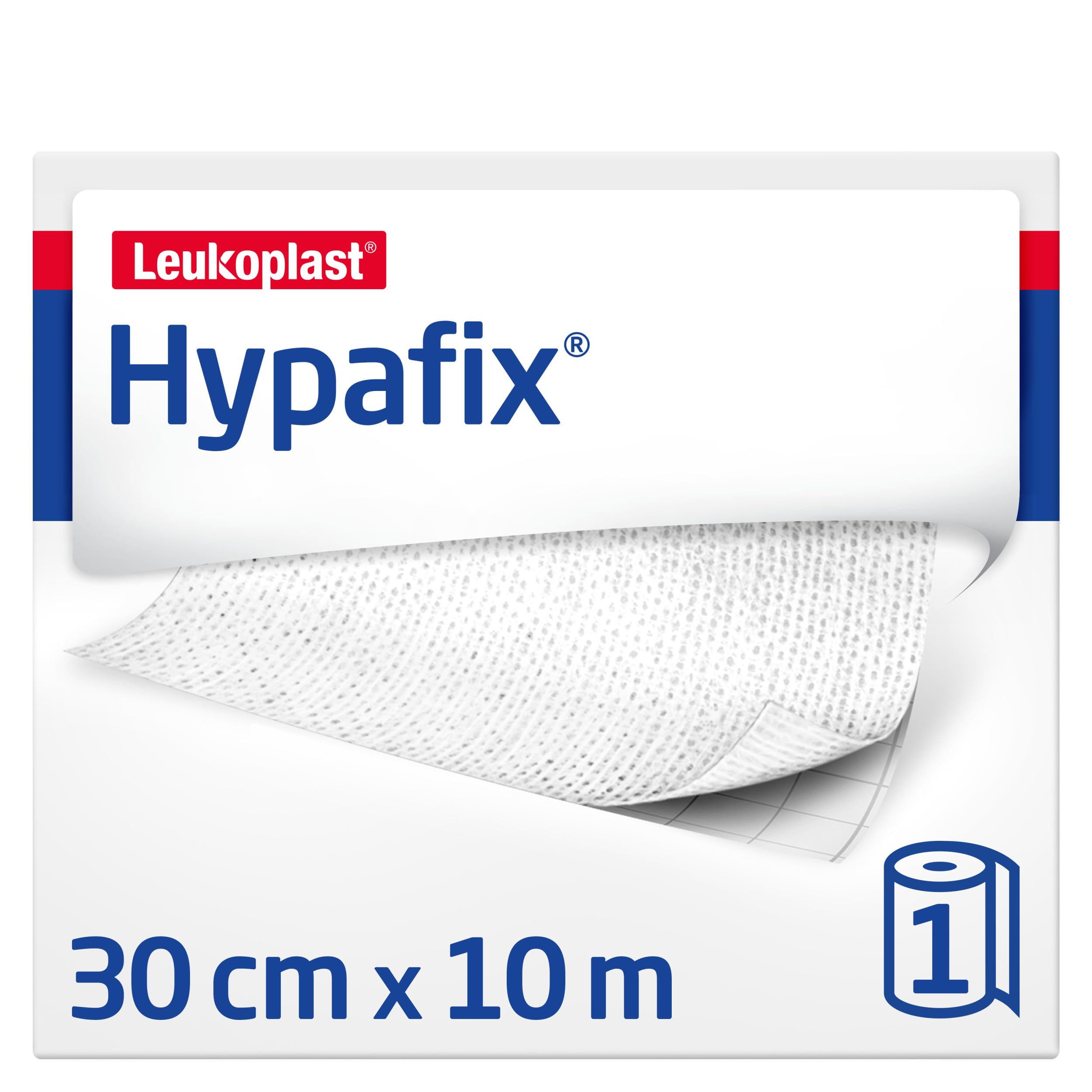 Hypafix Wide Area Fixation - Soft, Flexible, Breathable Wide Area Fixation for securing Wound dressings and Devices - Can Easily be Cut to Size - White - 30 cm x 10 m, 1 Roll