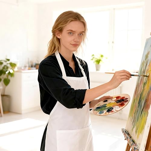 Miniatura 7 de Delantal de chef blanco para hombres y mujeres con bolsillos, delantal de cocina resistente al agua, delantal ajustable para Halloween, cocina,