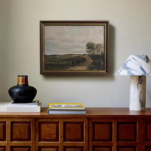 Miniatura 4 de DAJONART Vintage Gold Framed Wall Art for Livingroom Farmhouse, Countryside Landscape Canvas Print with Reusable Gold Frame Art, Vintage Rural Wall