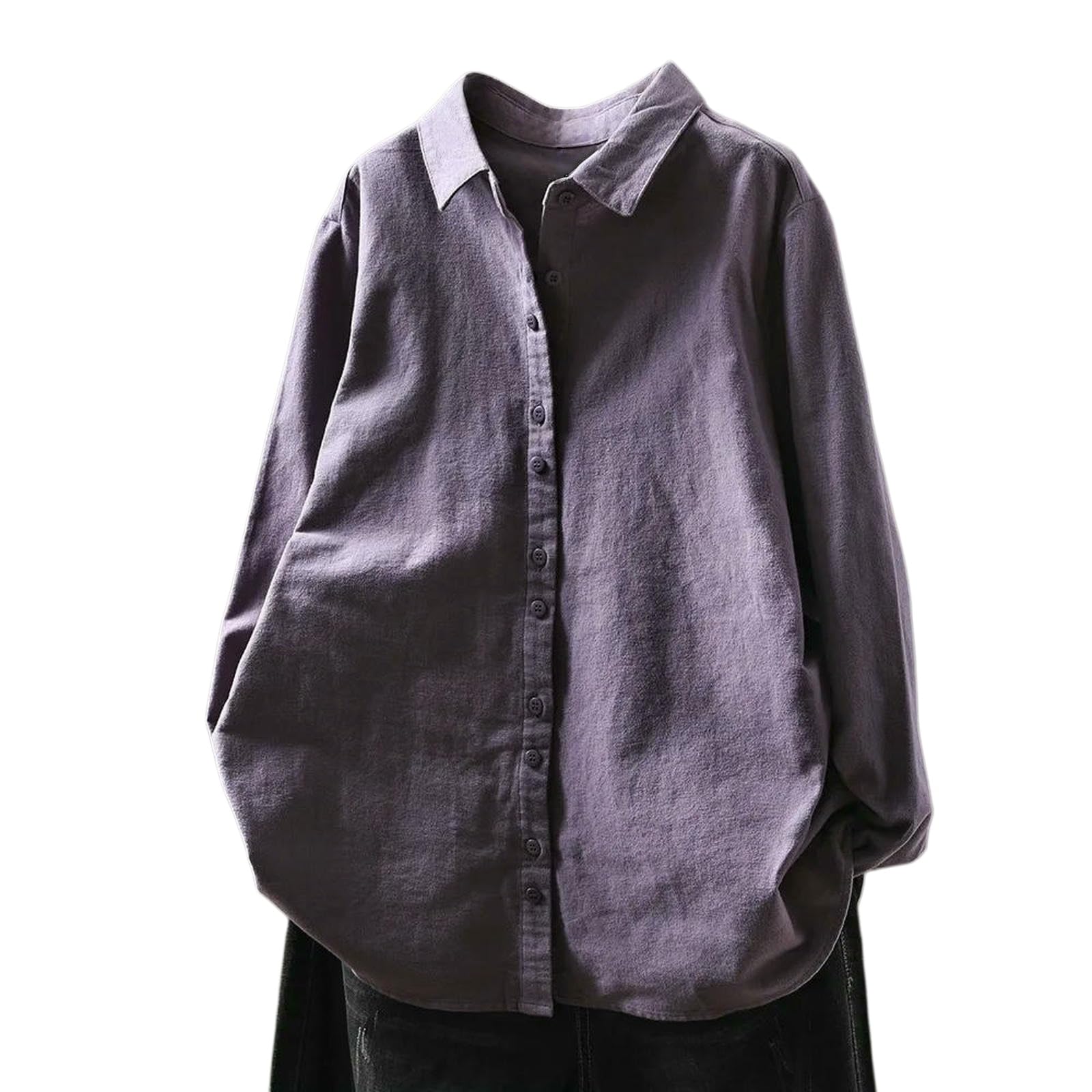 Camicia Donna,Camicie da Donna in Cotone Spazzolato a Tinta Unita, Eleganti Bluse a Maniche Lunghe per L'Ufficio.