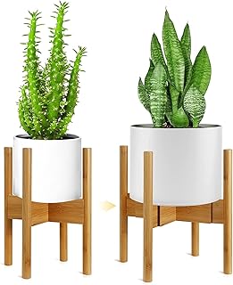 1-Pack Plant Stand, Mid-Century Modern Flower Pot Holder, Flower Pot Holder, Bamboo Adjustable Flower Pot Holder, Indoor Bamboo Modern Plant Holder, Fits Pot Size of 20-30 CM (Plant Pot NOT Included)