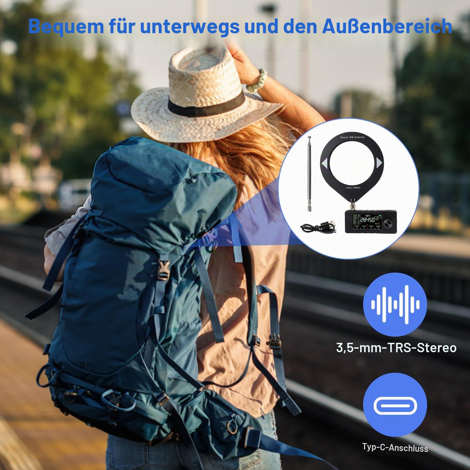 Radio Mini SI4732, Radio mit allen Funktionen ESP-32-S3 Master Control, SI4732 Chip, LSB, USB, AM, FM, 1,9 Zoll IPS-Display, mit Antenne (A)