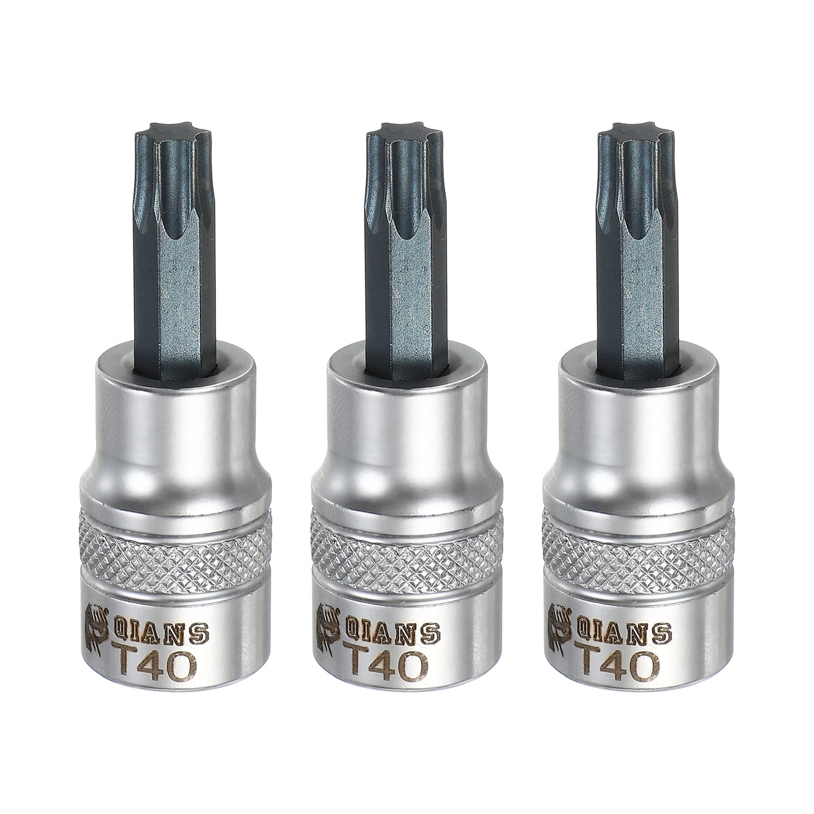 sourcing map 3Pcs Torx Bit Socket 3/8" Drive T40 S2 Steel Star Head Screwdriver Drill Bits CR-V Steel Socket Adapter for Home Auto Axle Hex Nuts Bolts Repair