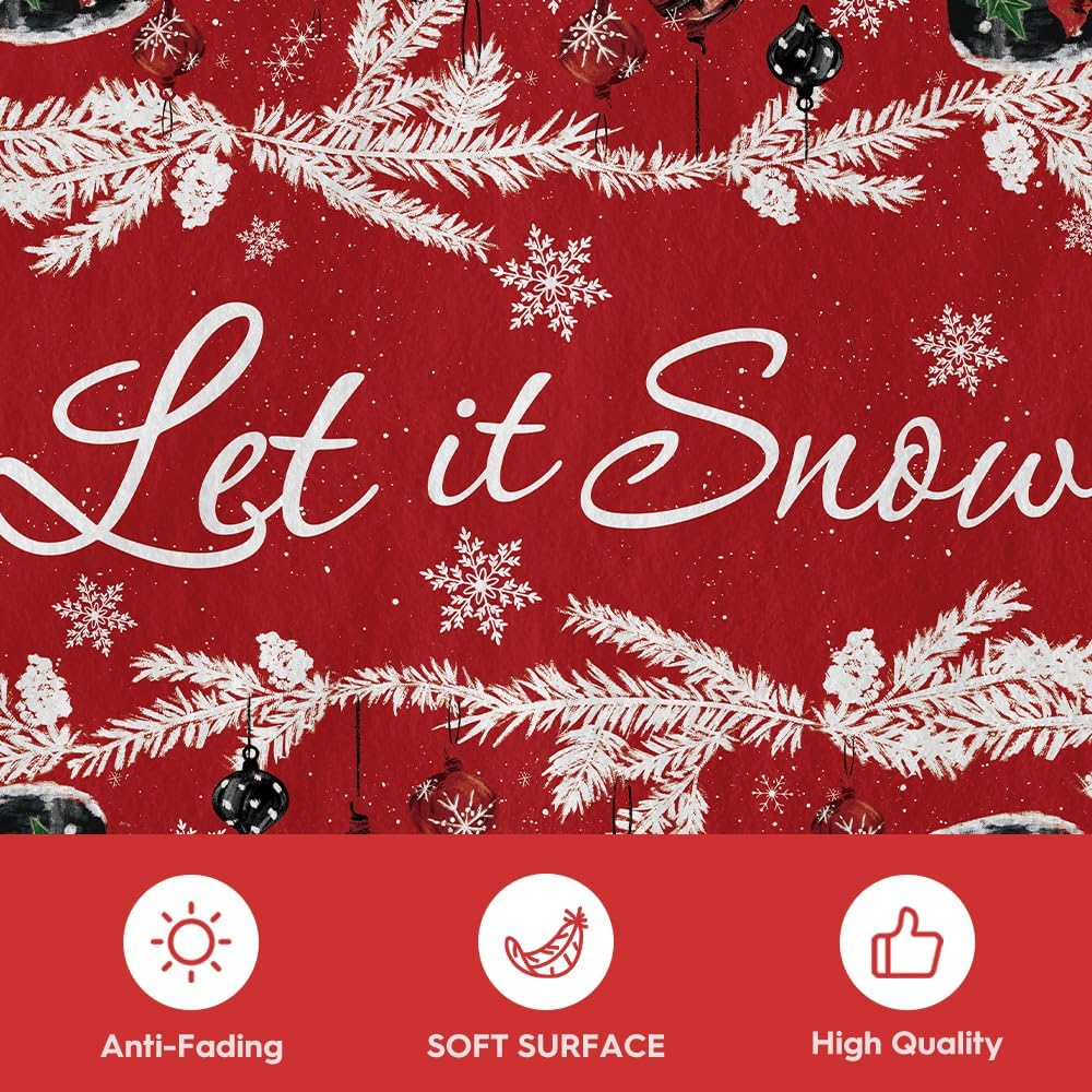 Artoid Mode Red Snowman Let It Snow Ball Christmas Area Rug, Xmas Winter Home Decor Low-Profile Washable Area Rugs for Entryway Bedroom Living Room Laundry Room Indoor 5x7 Feet