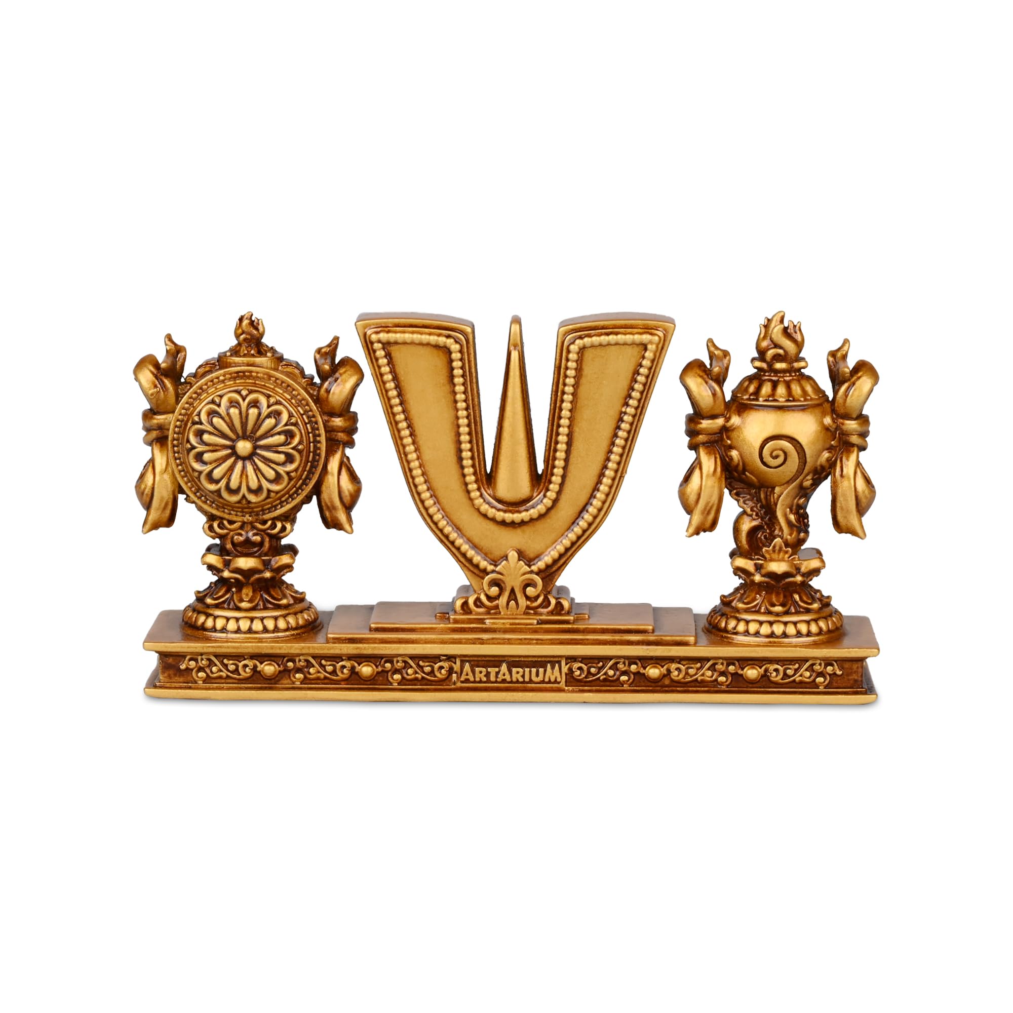 Vaishnav Tilak Figurine Sankh Chakra Tilak of Lord Vishnu Tilak Idol for Temple Decor Home and Office Decorative Items | Hindu God Idols for Car Dashboard and Table Decor Gifts for Men Women